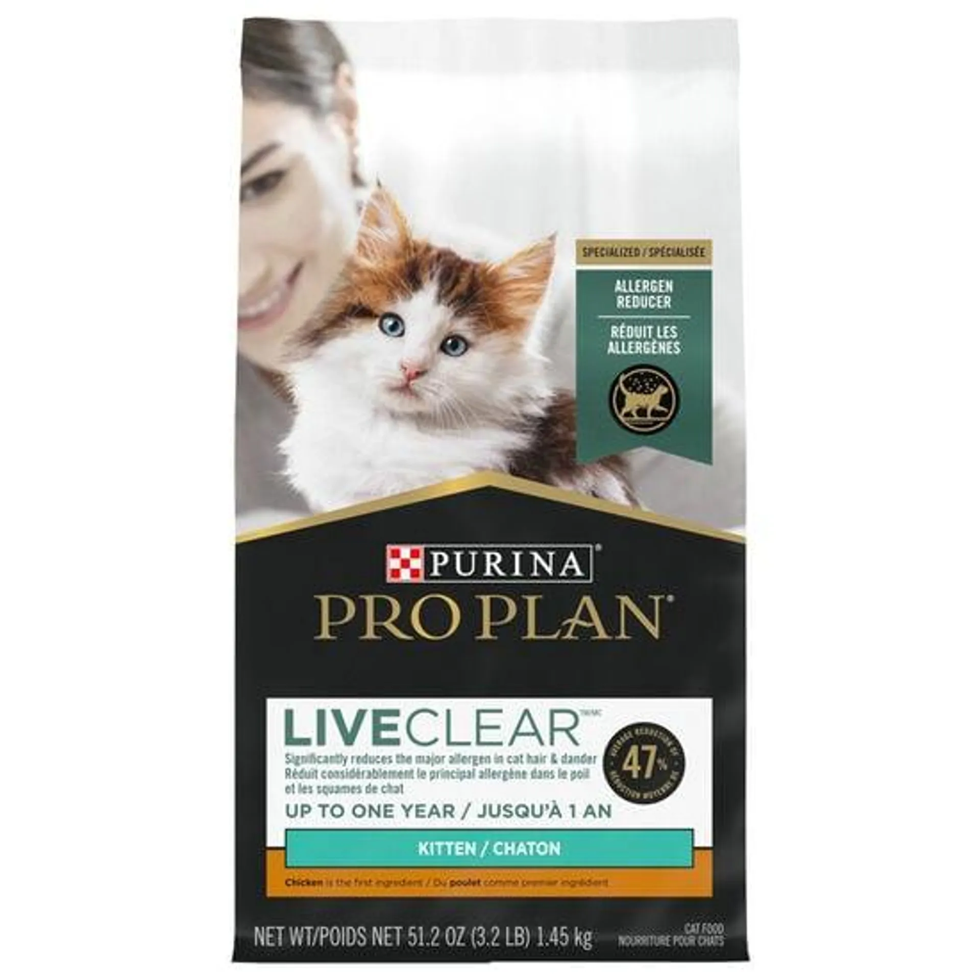 Nourriture sèche « LiveClear » pour chaton formule poulet et riz, 1,45 kg