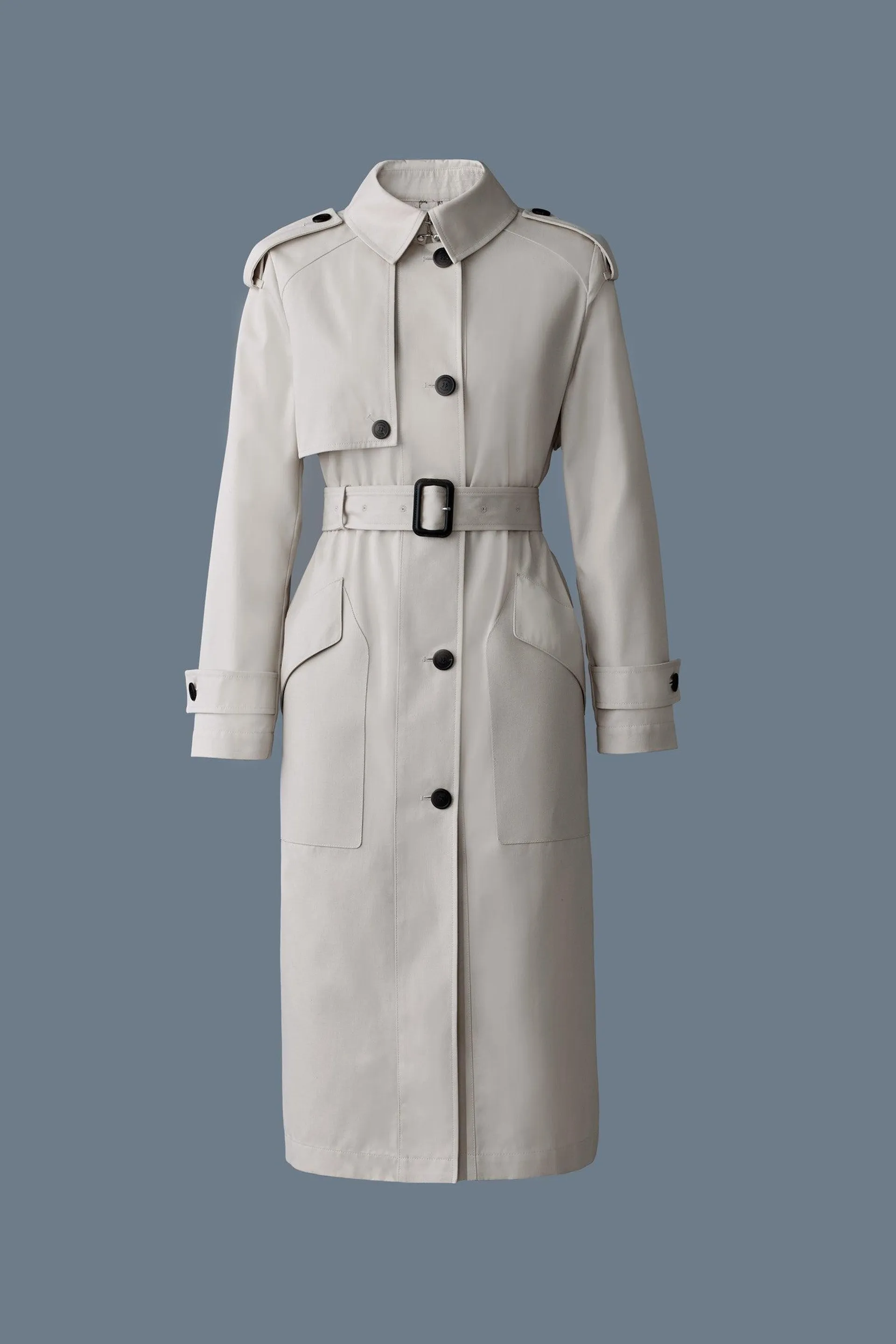 AKILI Single-breasted trench coat with belt