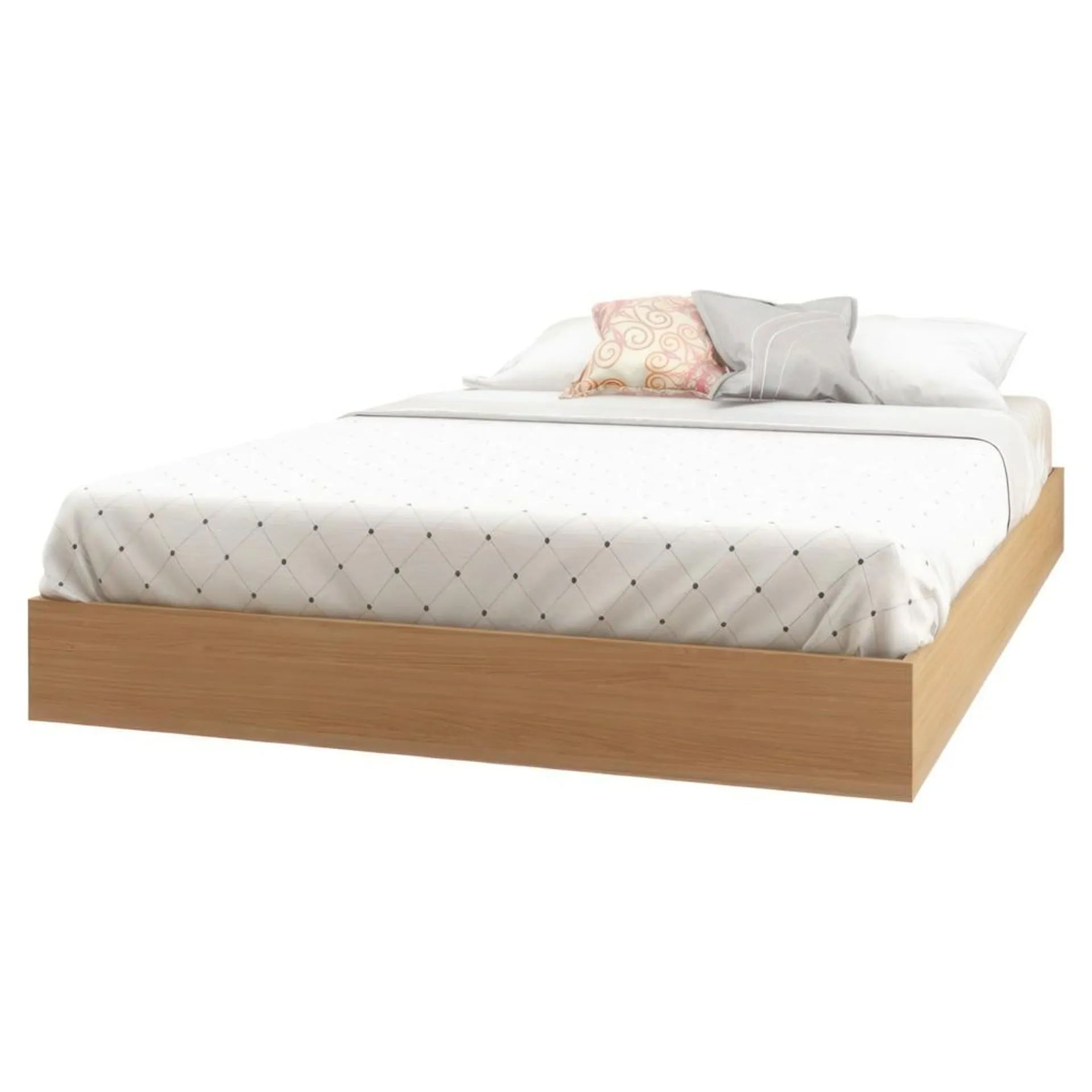 Mobilier de chambre à coucher double 2 pièces Bilou, Érable Naturel et Greige