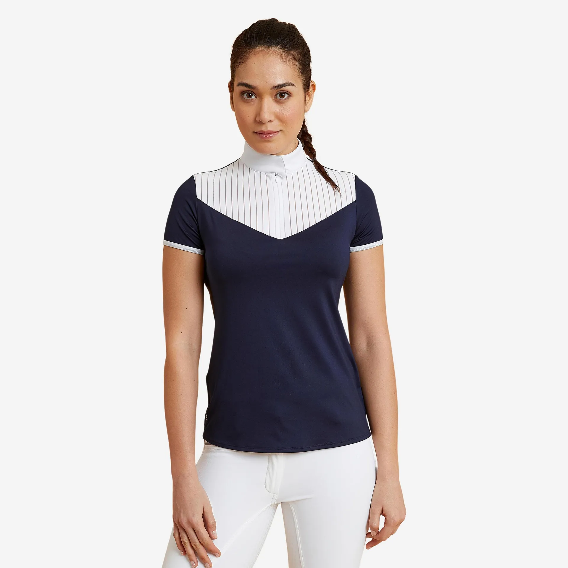 Polo de concours équitation manches courtes femme - 500 bleu