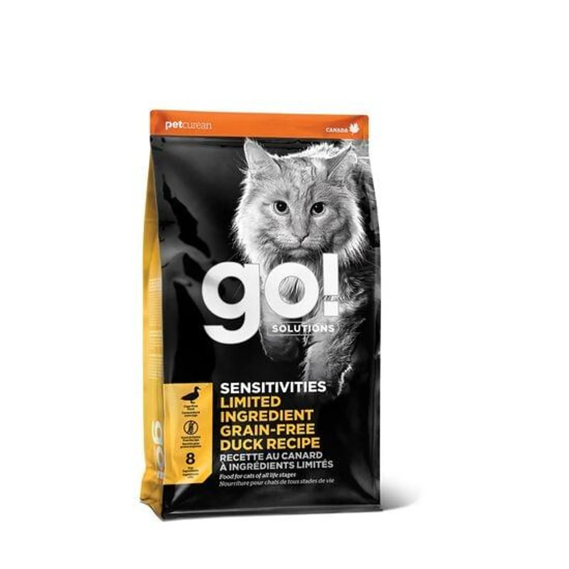 Recette « Sensitivities » sans grains au canard à ingrédients limités pour chats, 3,63 kg