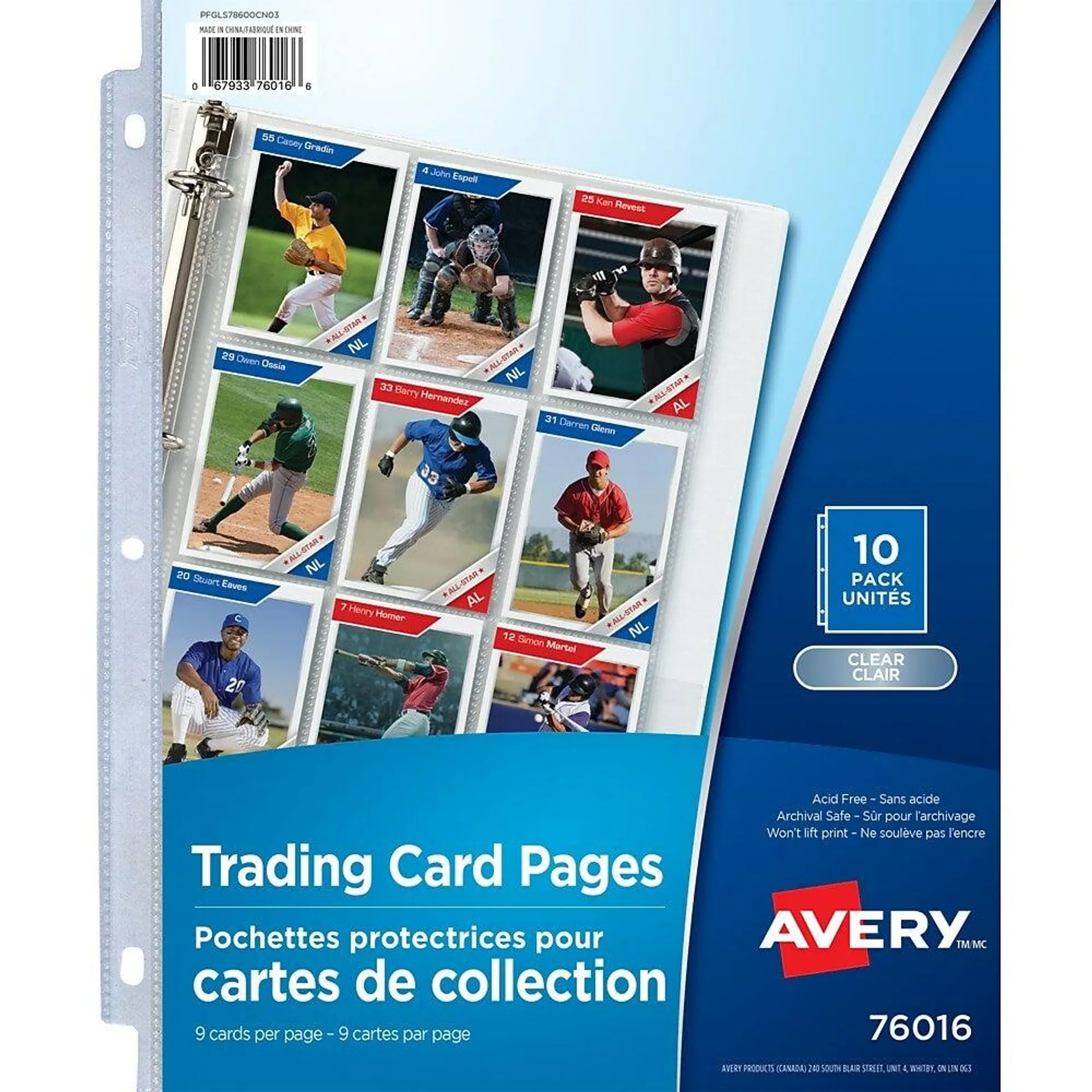 Avery® – Pochettes protectrices pour cartes de collection, translucide, paq./10