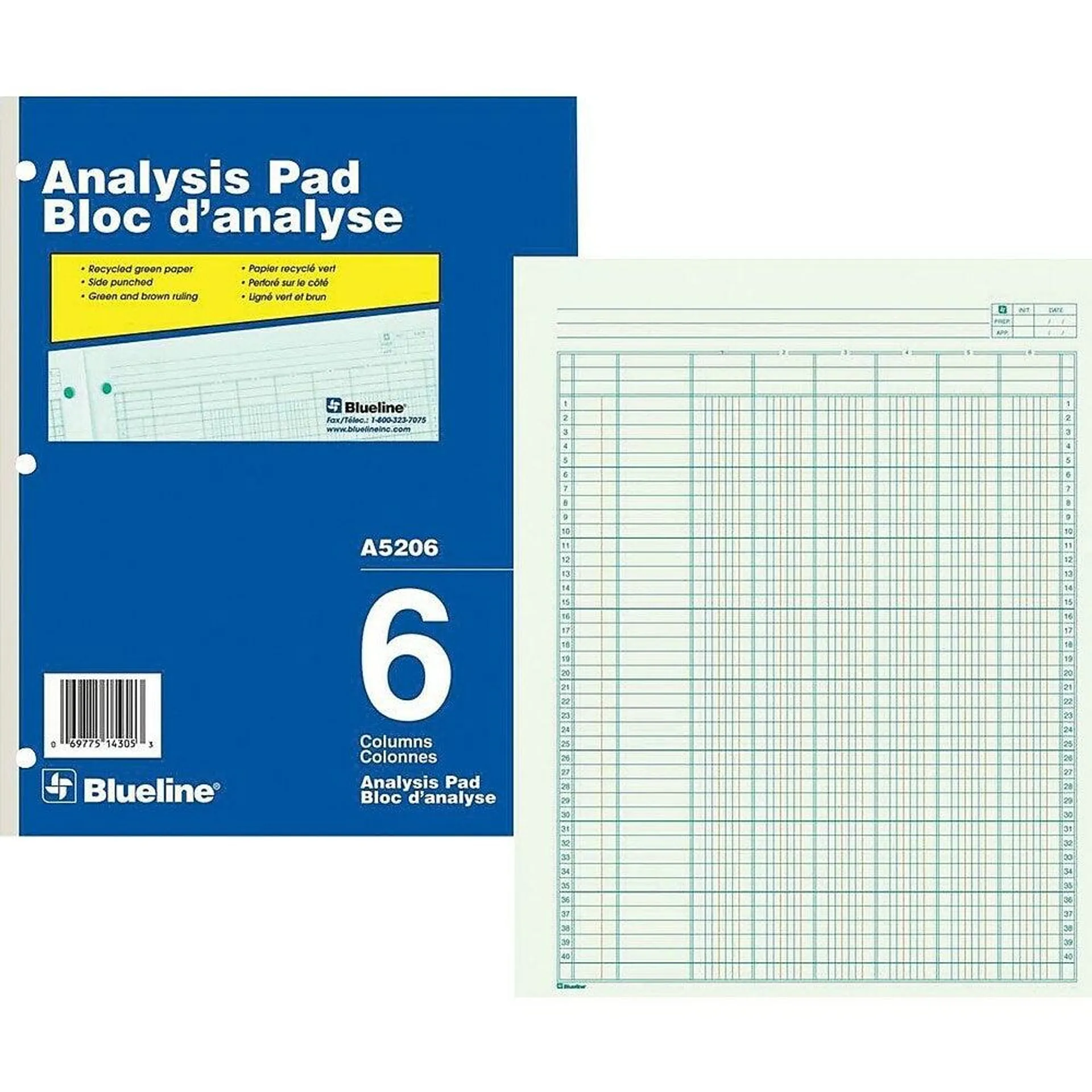 Blueline Tablette d'analyse A5206, 6 colonnes