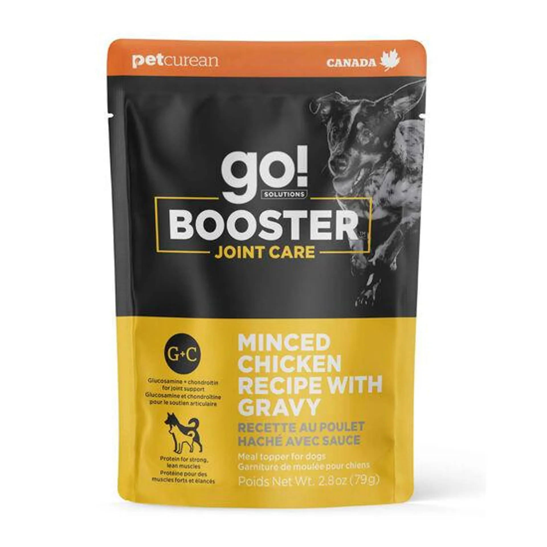 Garniture à la recette de poulet haché avec sauce « Booster Joint Care » pour chiens, 79 g