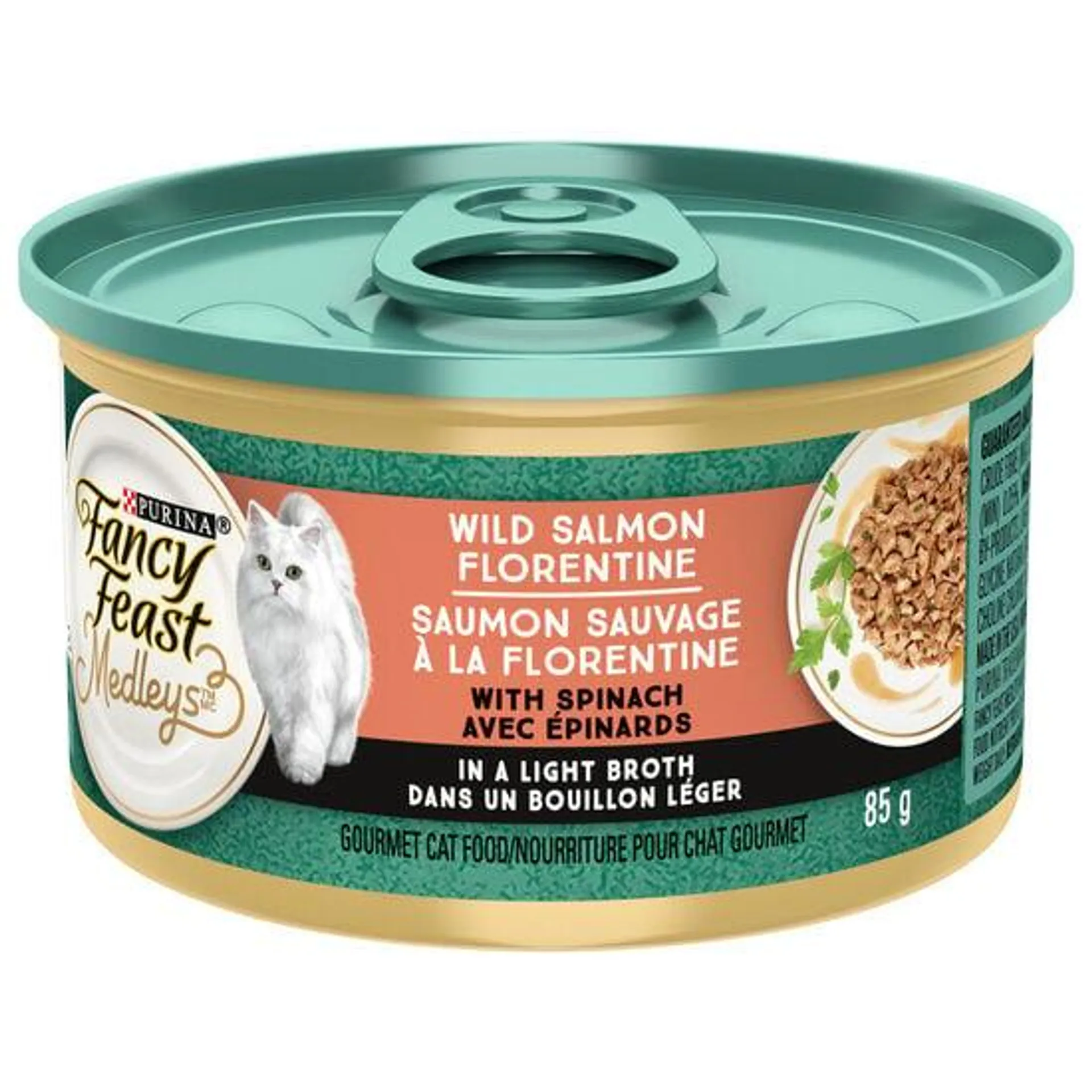 Wet food wild salmon florentine