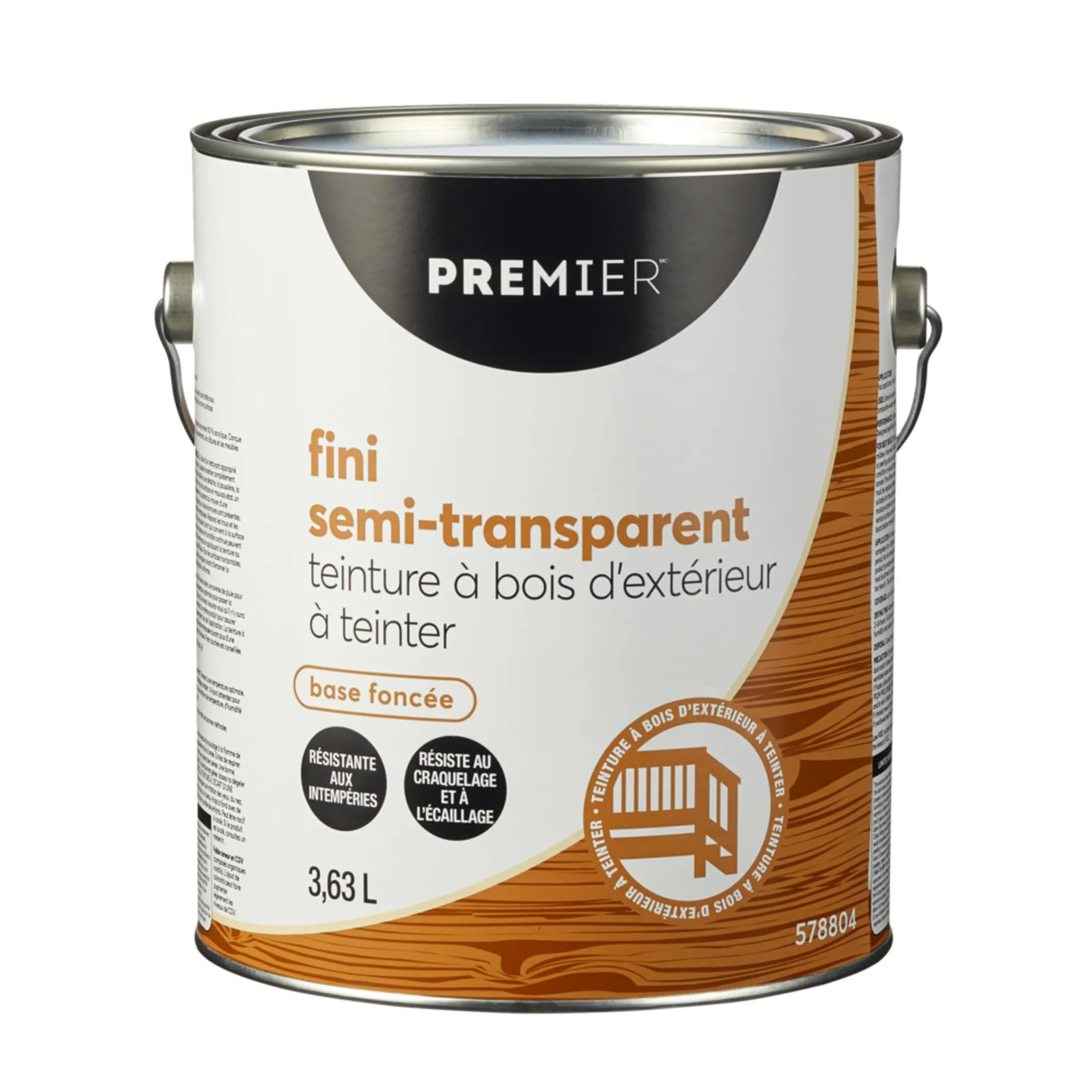 Teinture d'extérieur pour bois Premier, semi-transparent, 3,63 L