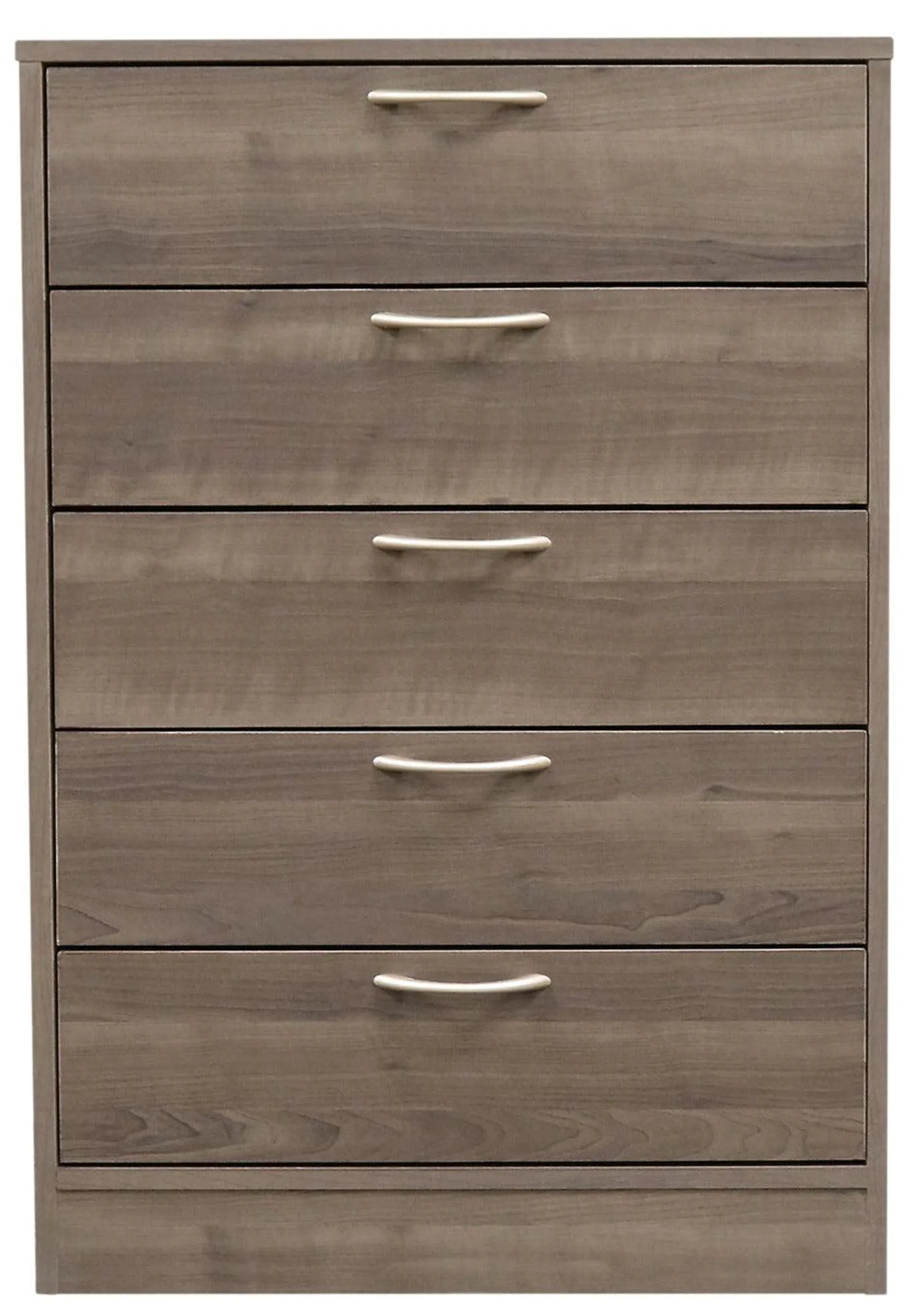 Commode verticale Arlo de 23,6 po (L) x 36,2 po (H) à 5 tiroirs pour la chambre à coucher, fabriquée au Canada - gris-brun