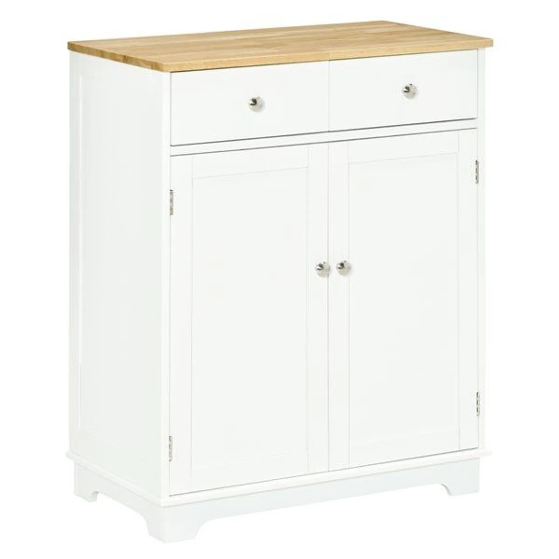 Buffet moderne HOMCOM en bois d'hévéa avec étagères ajustables, blanc