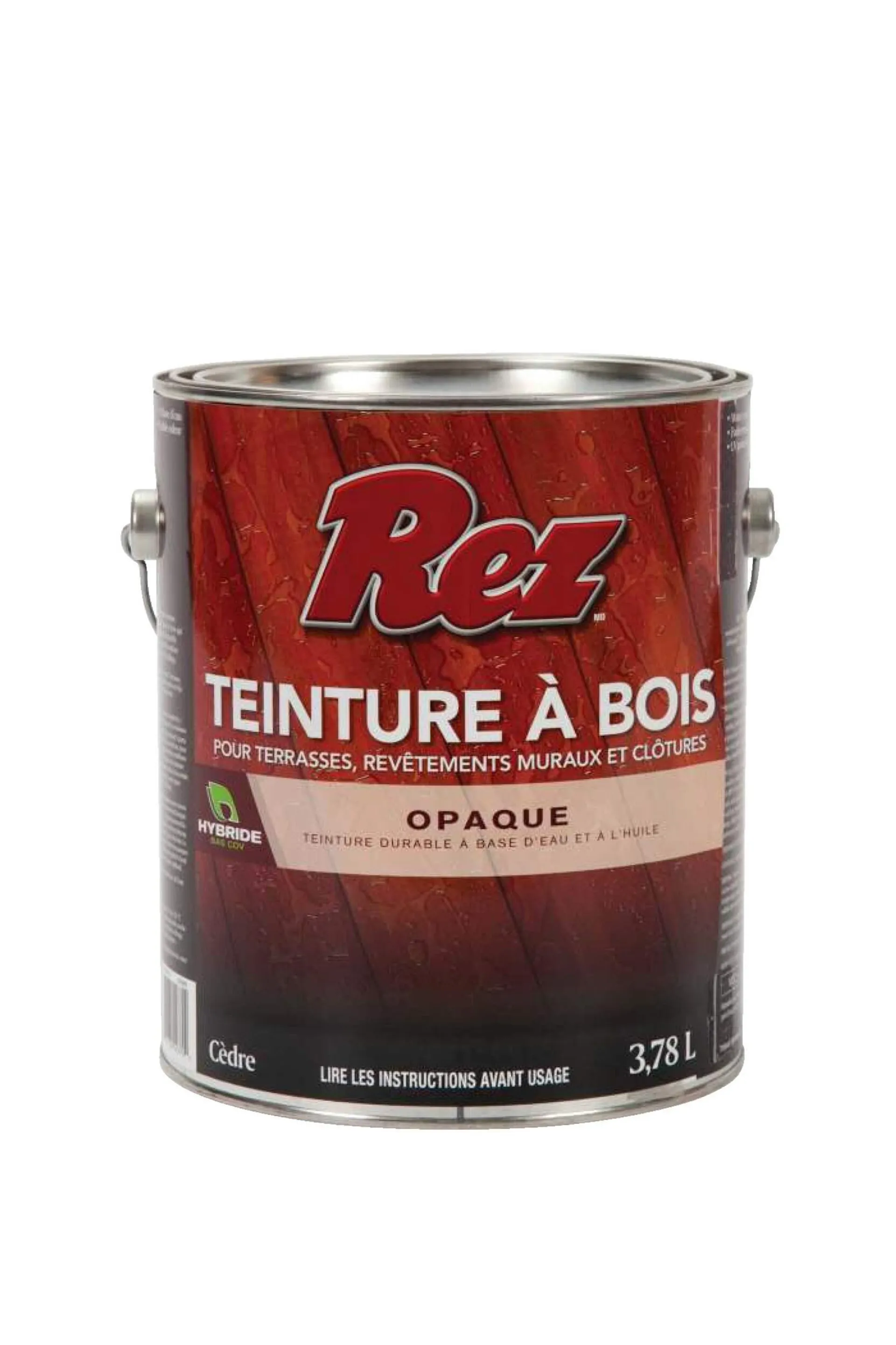 Teinture de bois durable à base d'huile et d'eau pour terrasses, parements et clôtures REZ, opaque/semi-transparent, cèdre 3,78 L/1 gallon