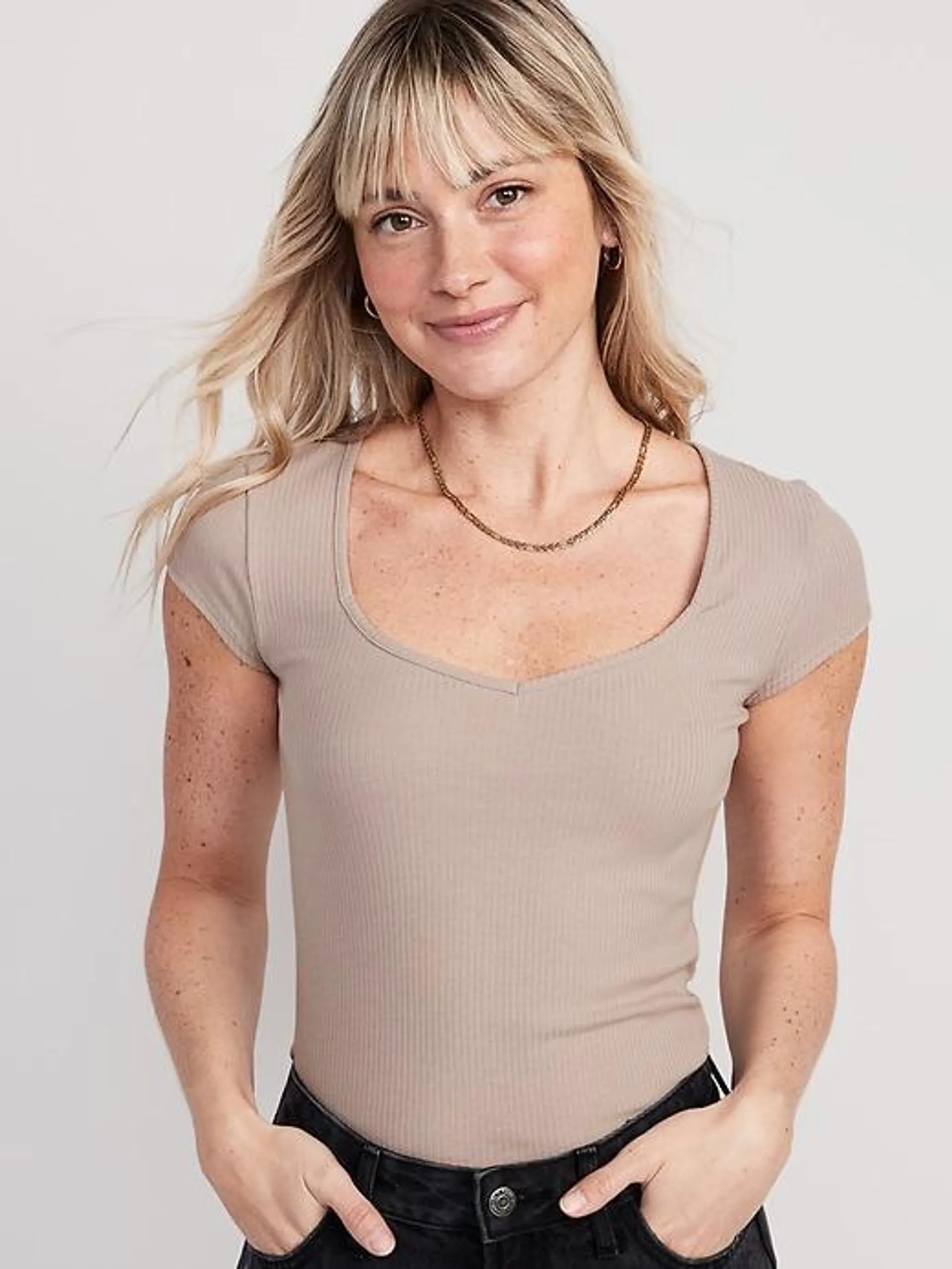 Sweetheart Rib-Knit T-Shirt