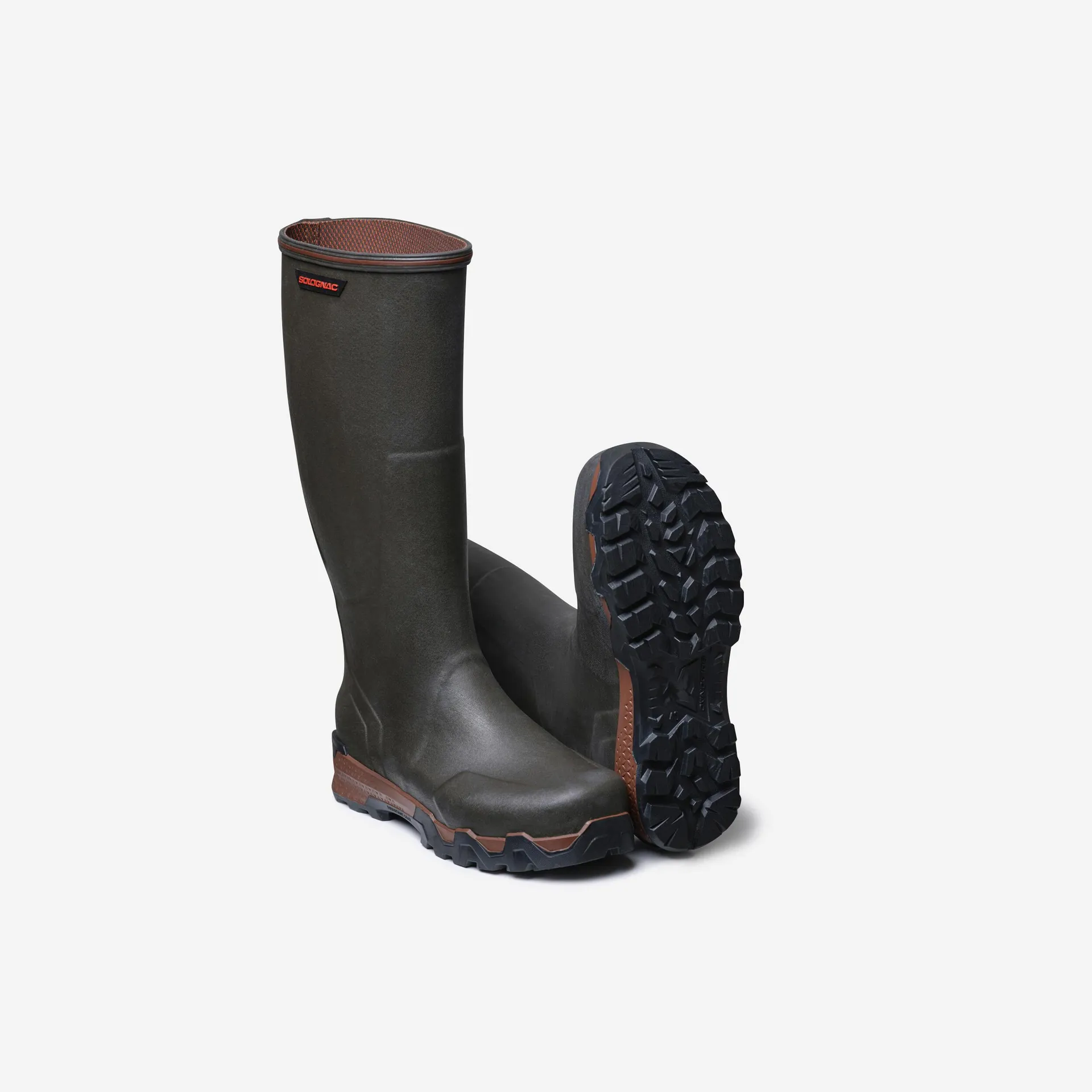 Bottes de chasse confort en caoutchouc - Renfort 900 marron