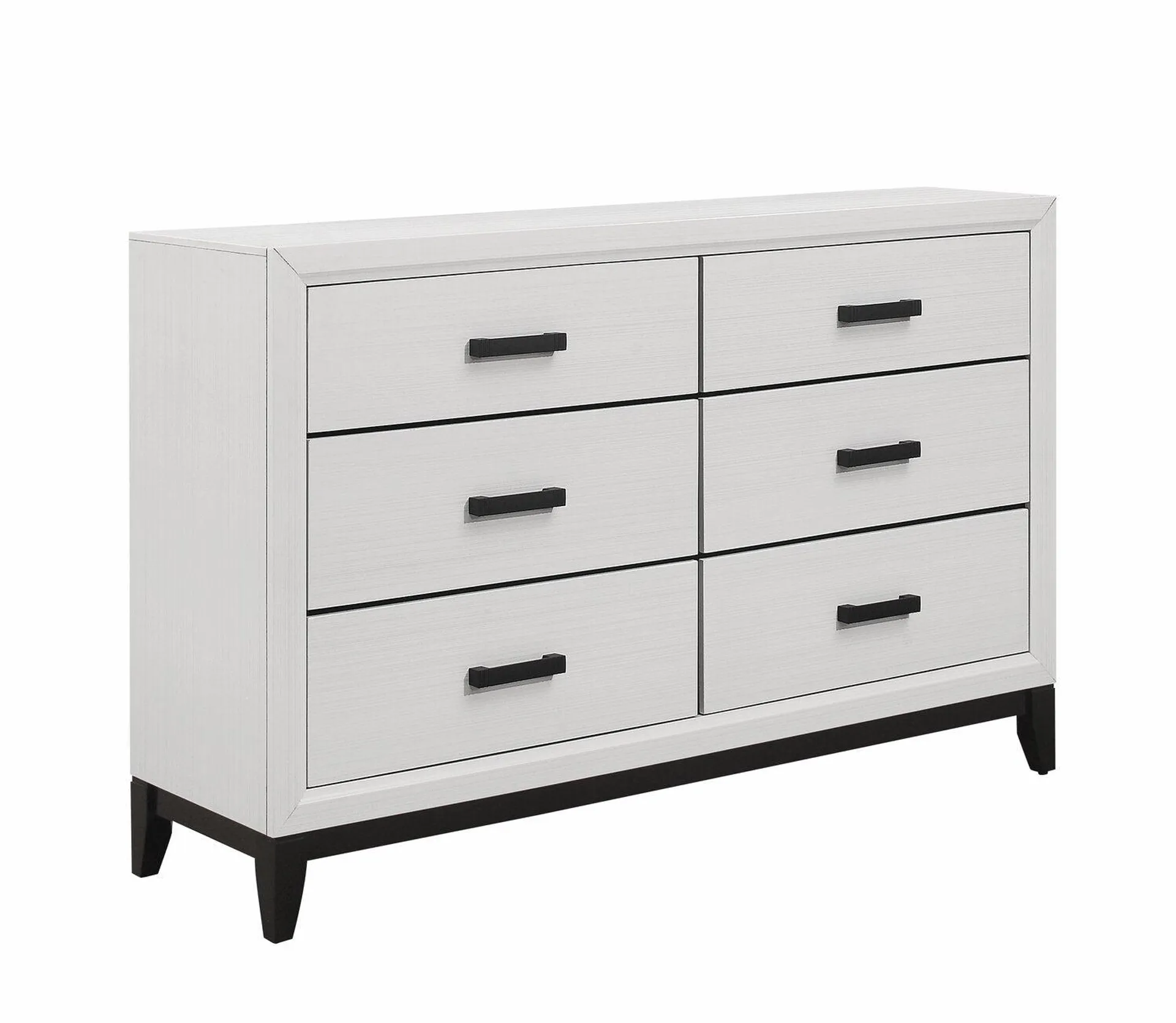 Commode Kate de 58 po (L) x 37 po (H) à 6 tiroirs pour la chambre à coucher - blanche