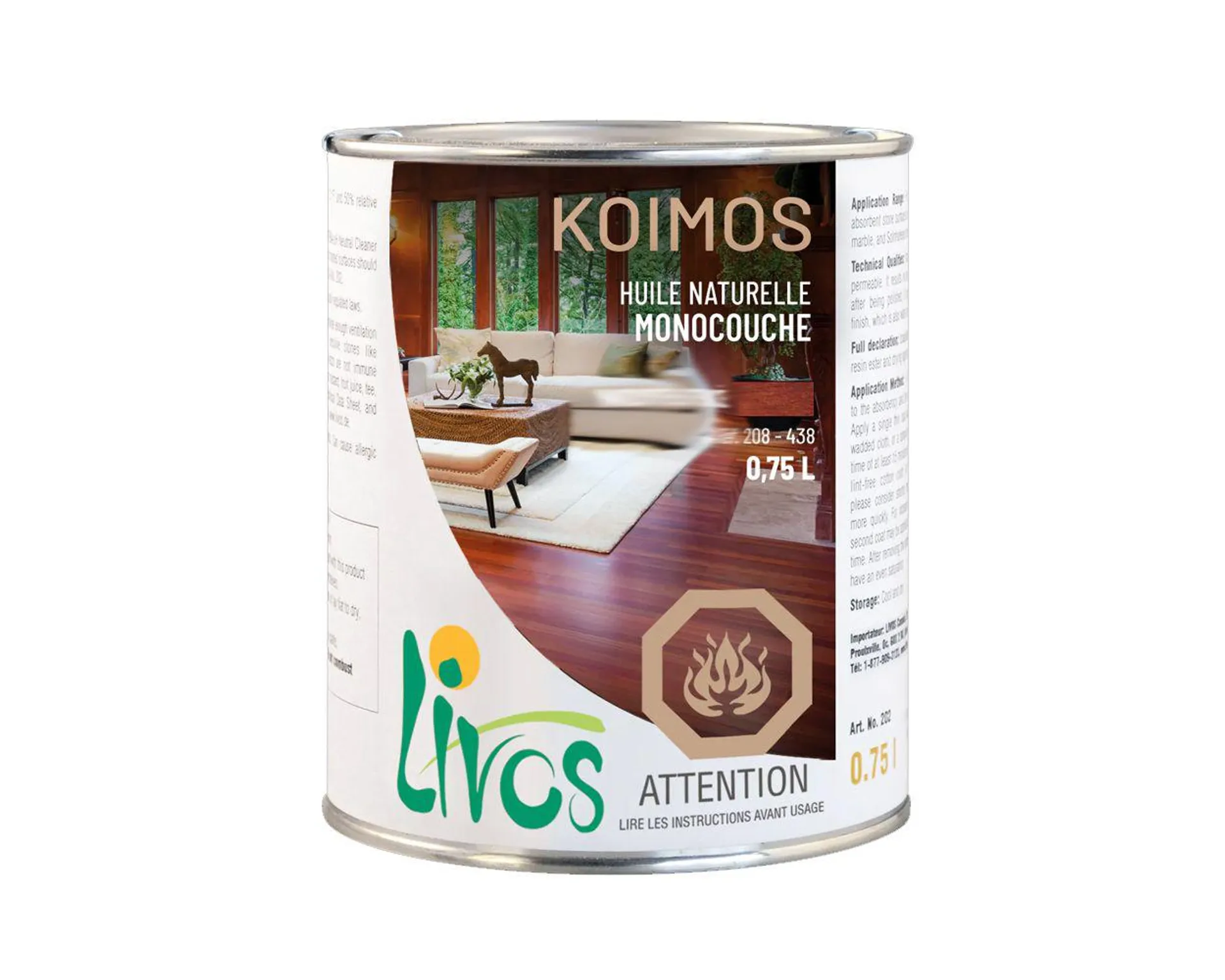 Koimos - huile naturel monocouche incolore 750ml