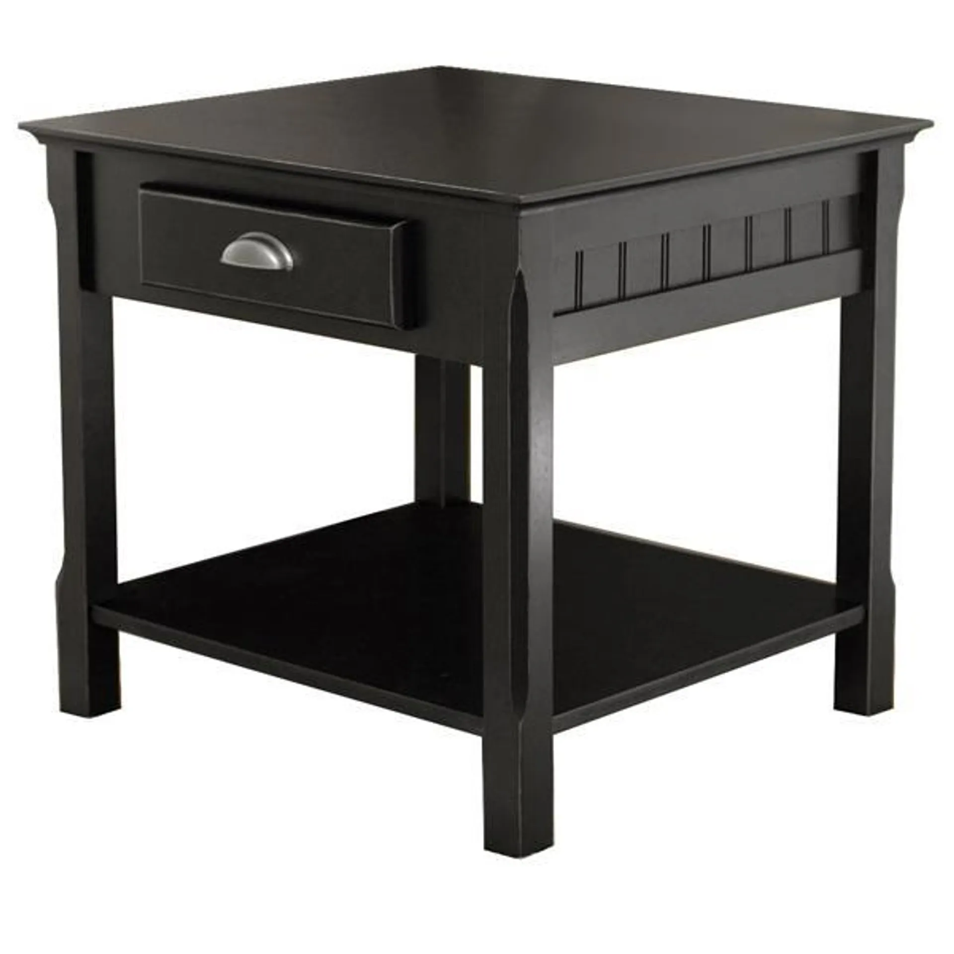 Table Timber, 21,97 po x 21,97 po, bois, noir