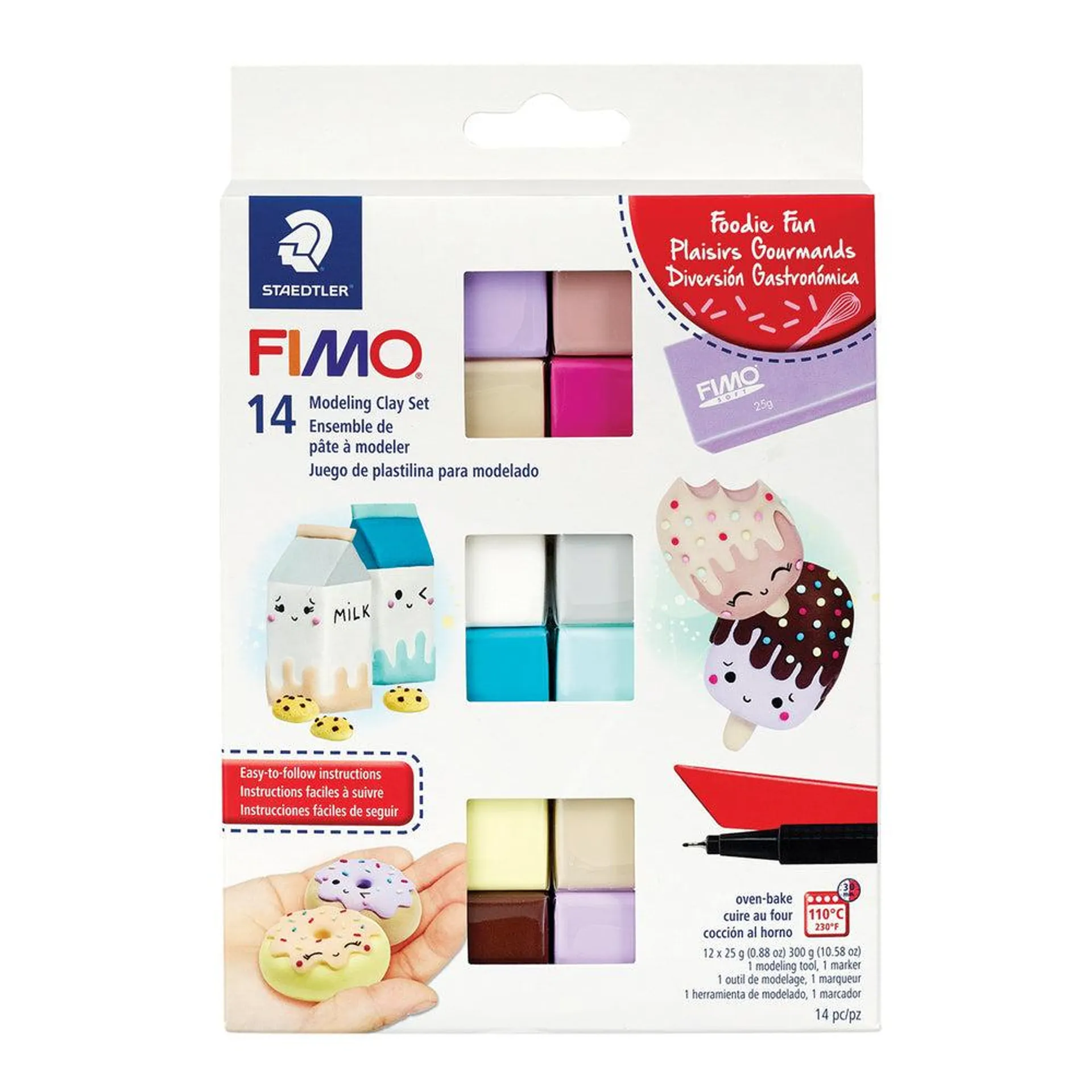 Staedtler Ensemble Plaisirs Gourmands FIMO, couleurs assorties, paquet de 14