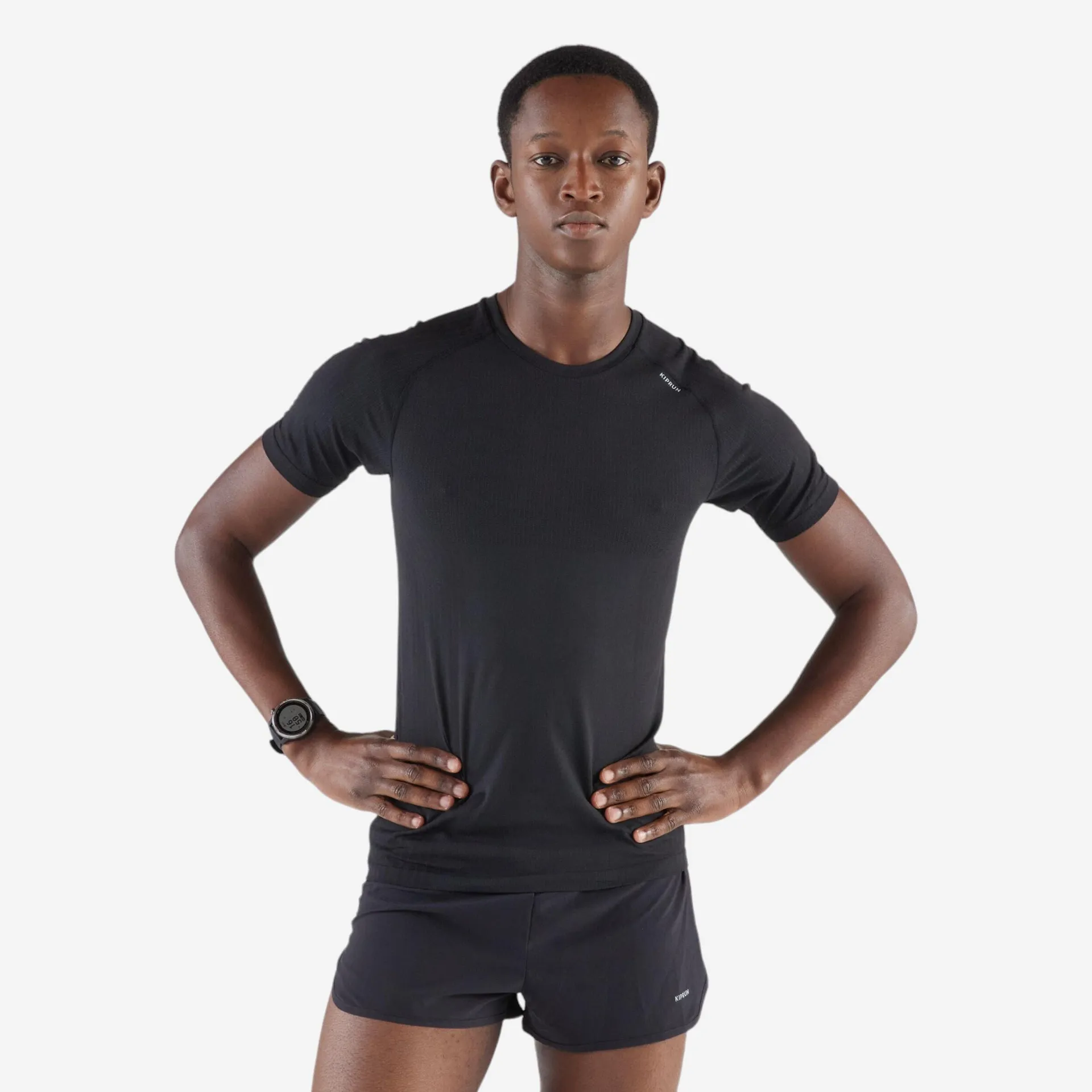 T-shirt de couse homme - Run 500 Confort Slim noir fumé