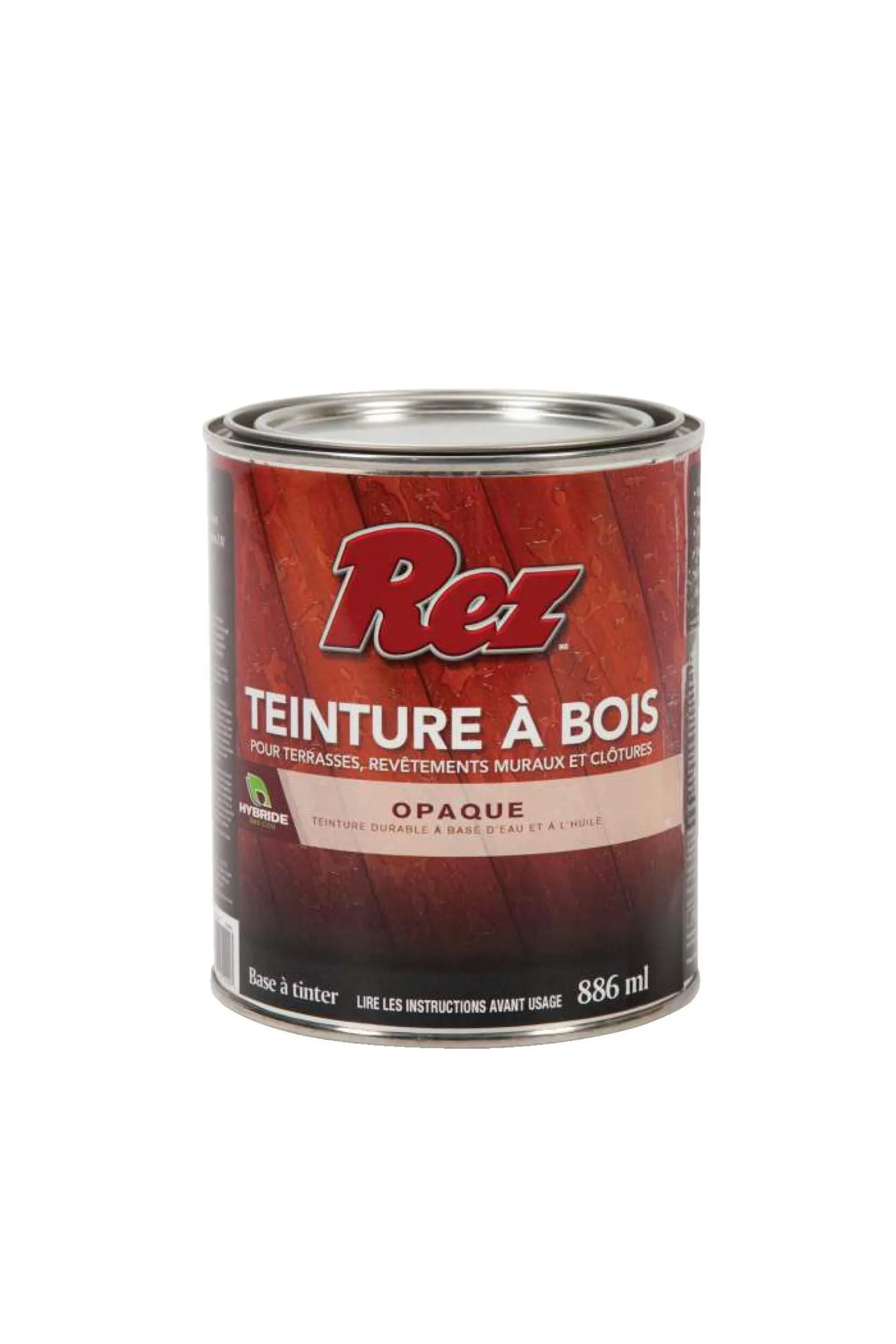 Teinture de bois durable à base d'huile et d'eau pour terrasses, parements et clôtures REZ, opaque, base à teinter, 886 mL/0,95 pte