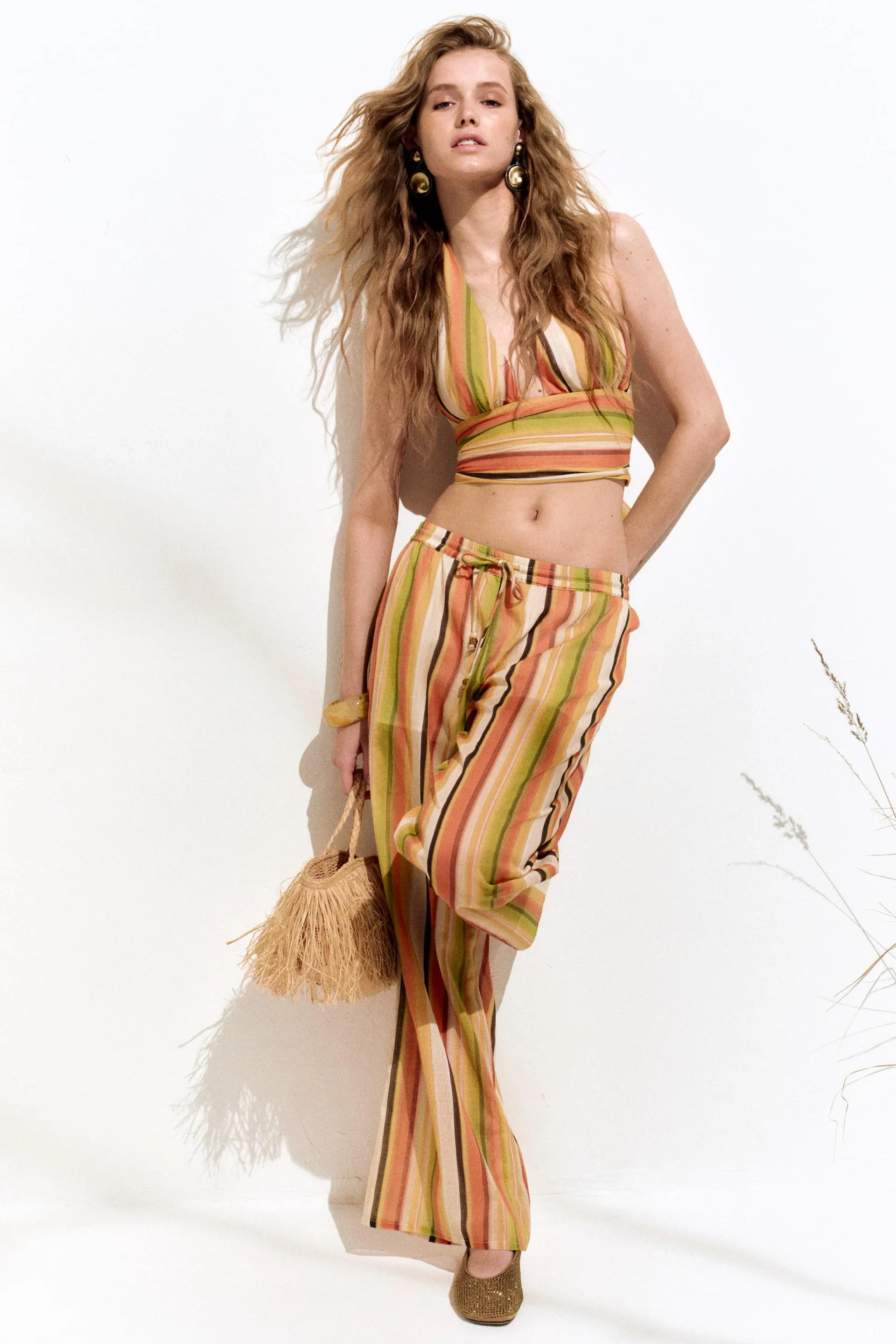Wide drawstring trousers