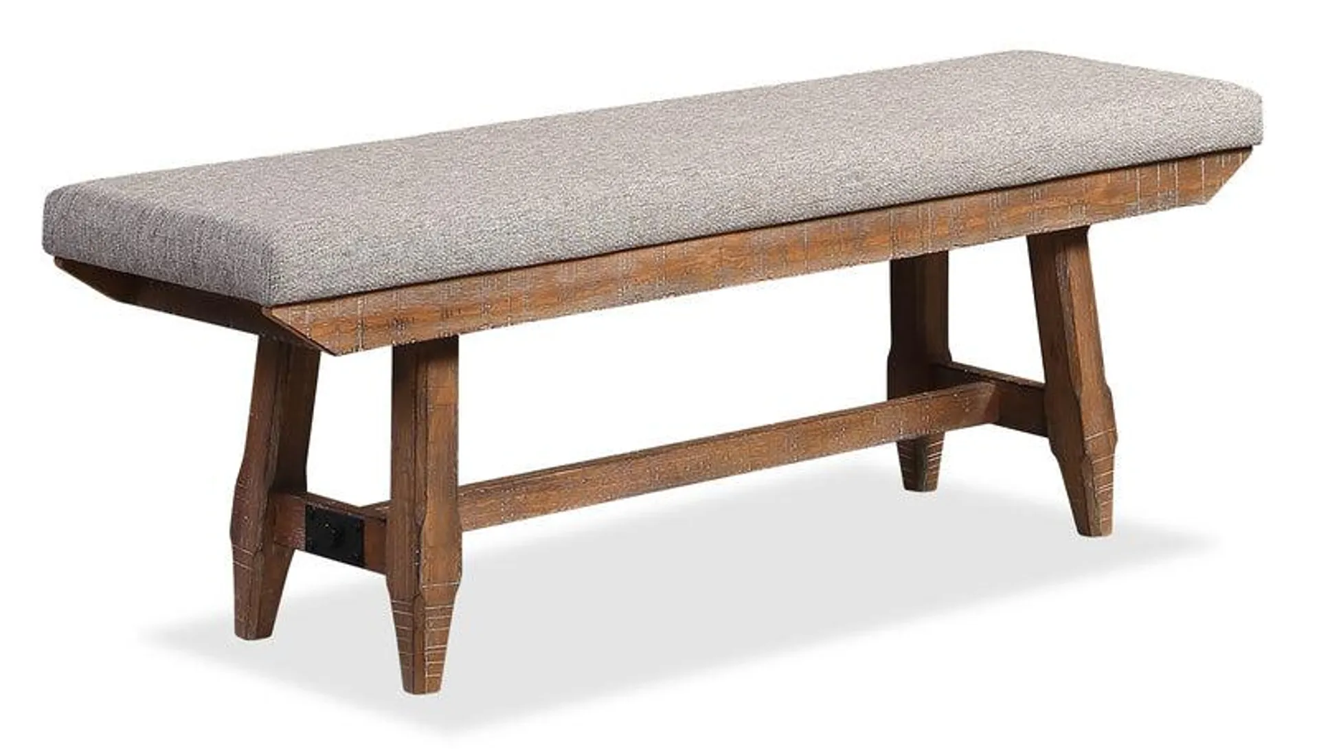 Banc de salle à manger Cedar de 60 po (L) en pin et tissu de polyester, avec base à tréteaux - brun