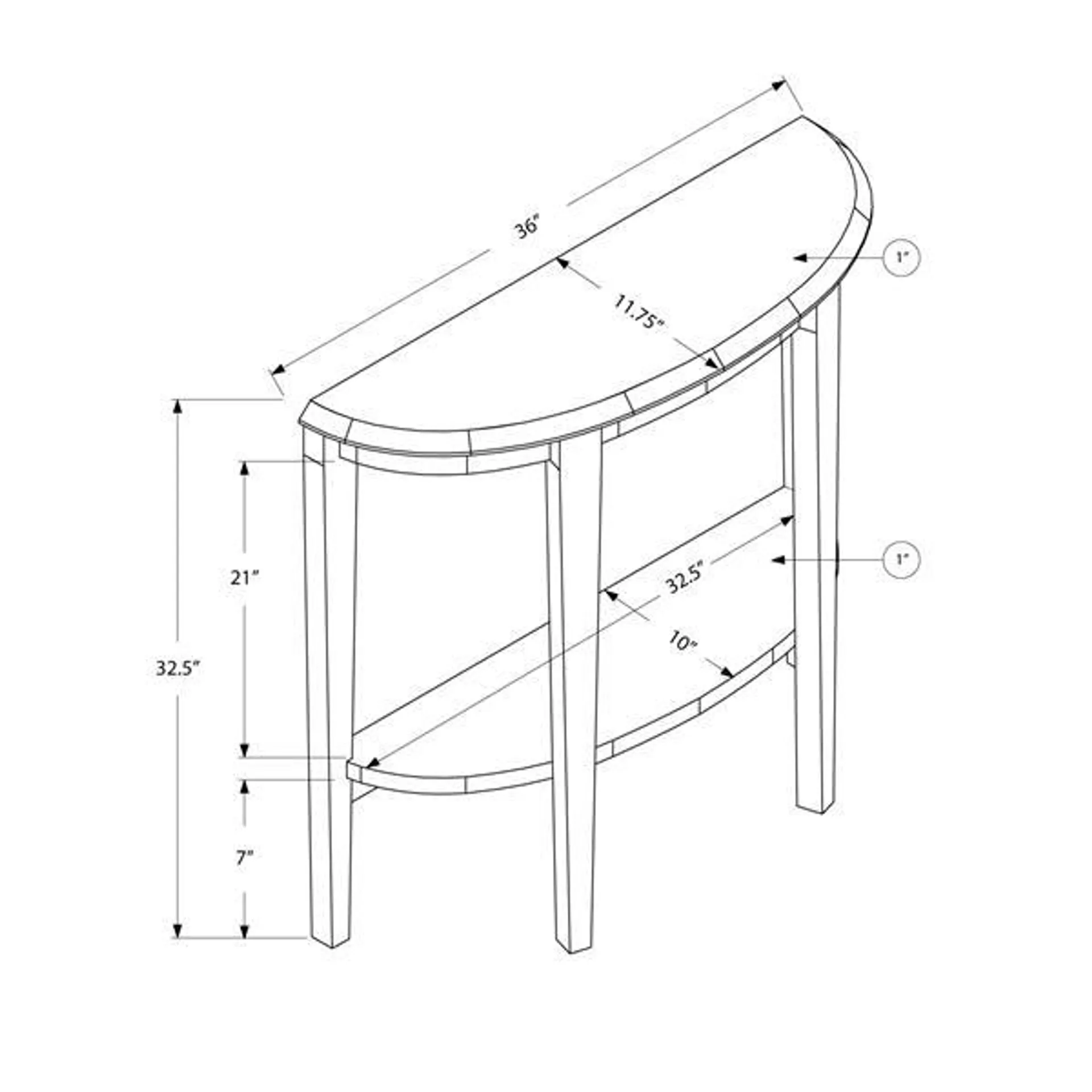 Table d'appoint Monarch, 36 po x 32,5 po, composite, blanc