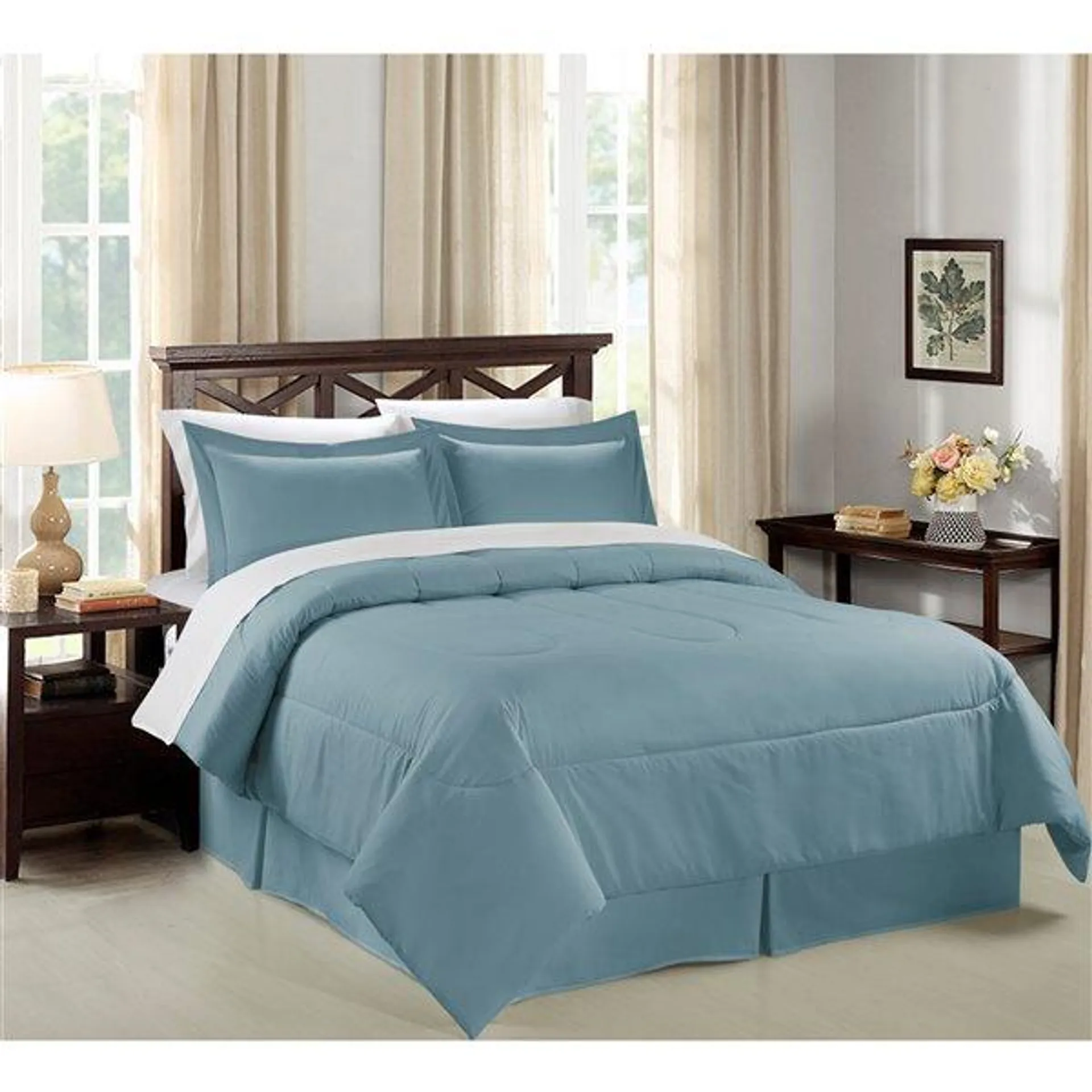 Ensemble de couette 8 pièces de Swift Home bleu clair pour très grand lit