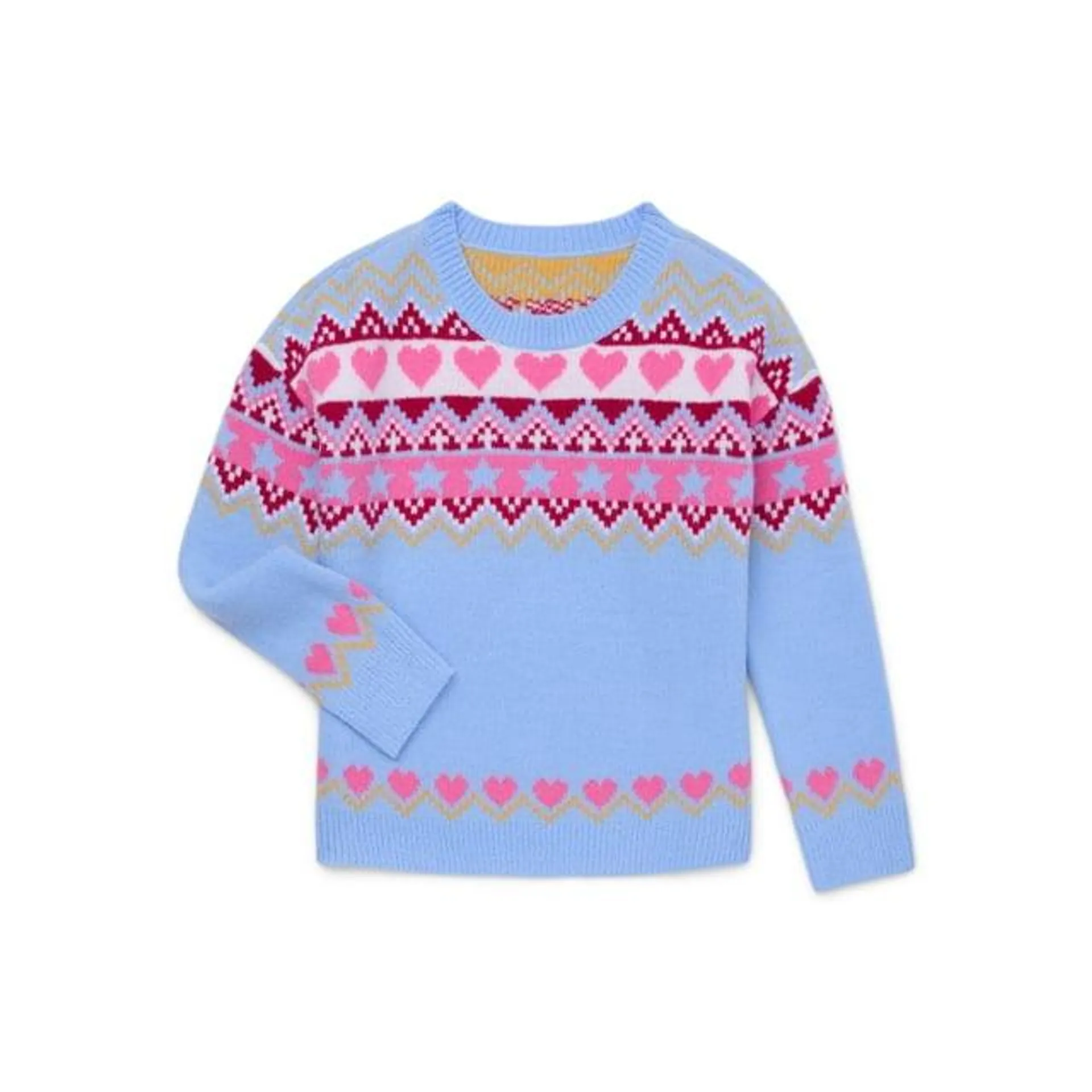 Wonder Nation Girls Fairaisle Sweater, Sizes 4-18 & Plus