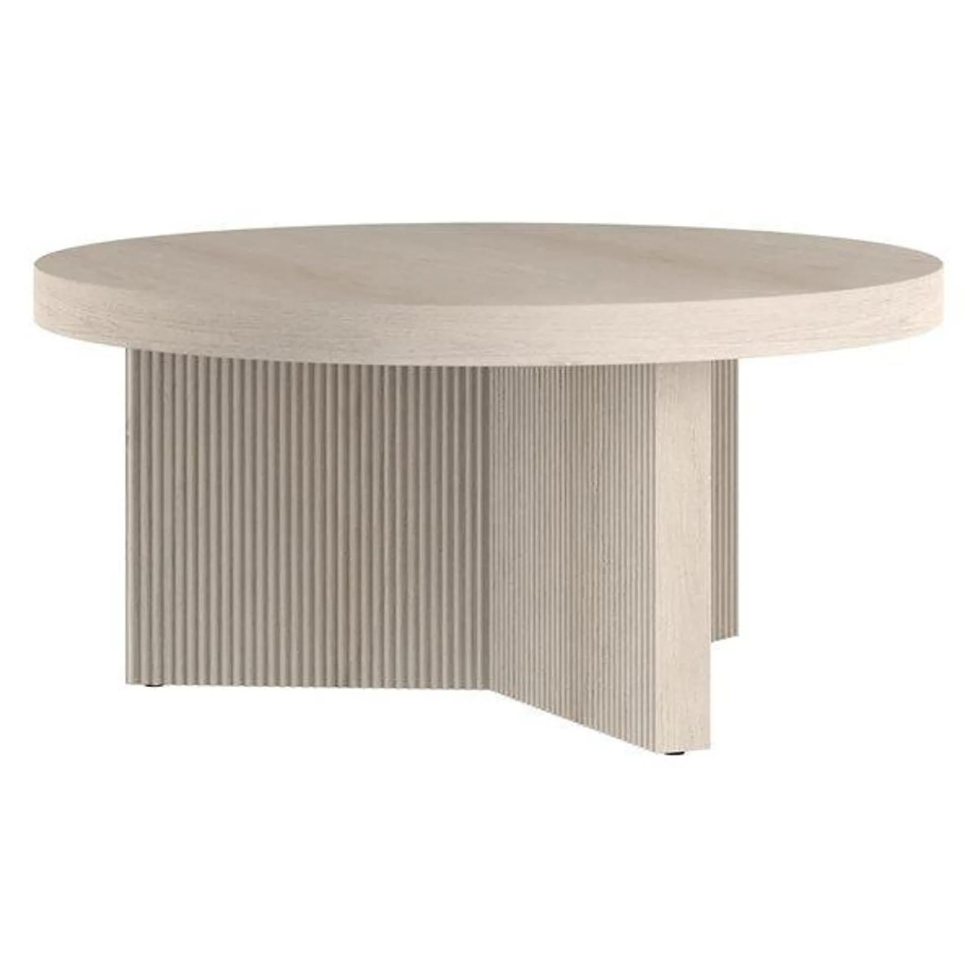Table basse ronde Holm par Hailey Home 32 po de large, aulne blanc