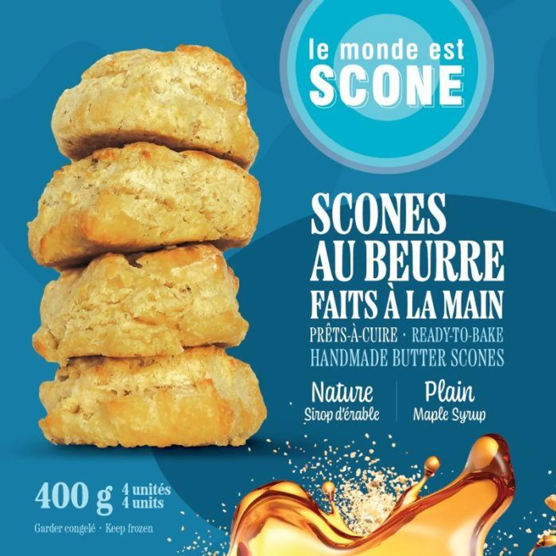 Scones au beurre prêts-à-cuire Nature sirop d'érable