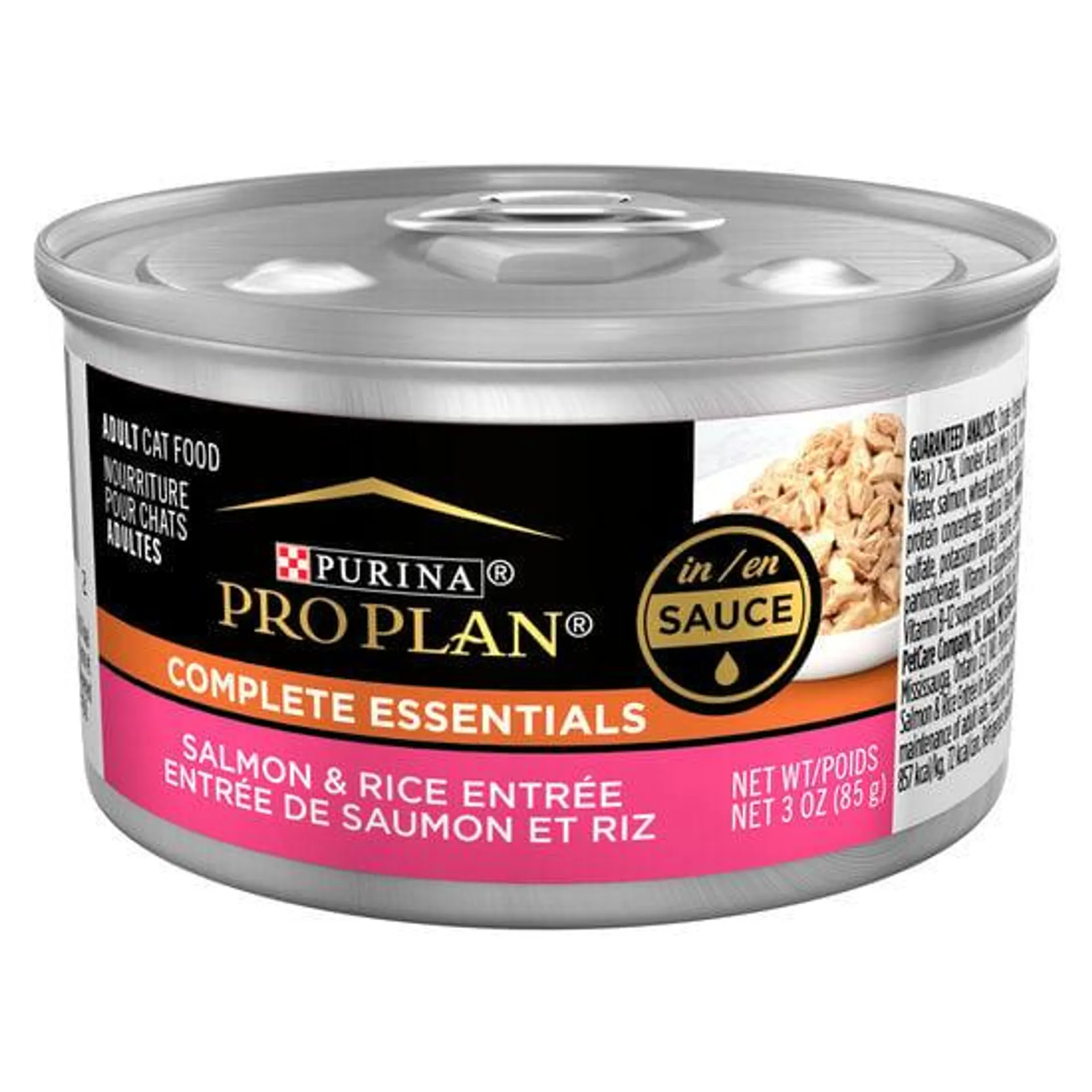 Entrée humide de saumon et riz formule « Complete Essentials » pour chats, 85 g