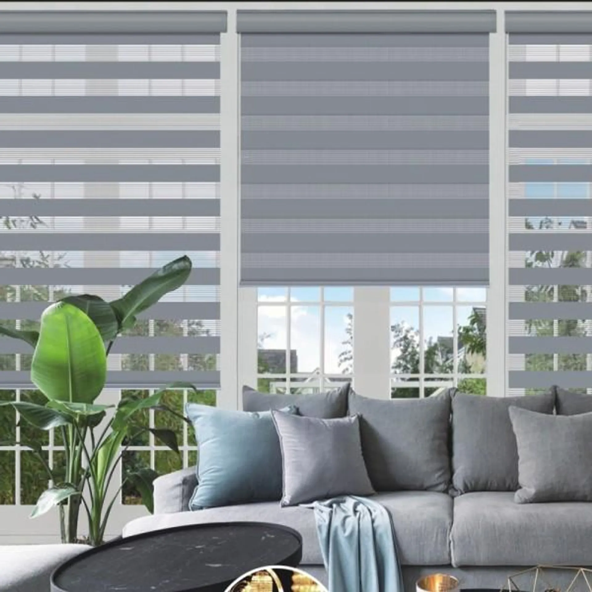 Day & Night - Cordless Grey Roller Blinds