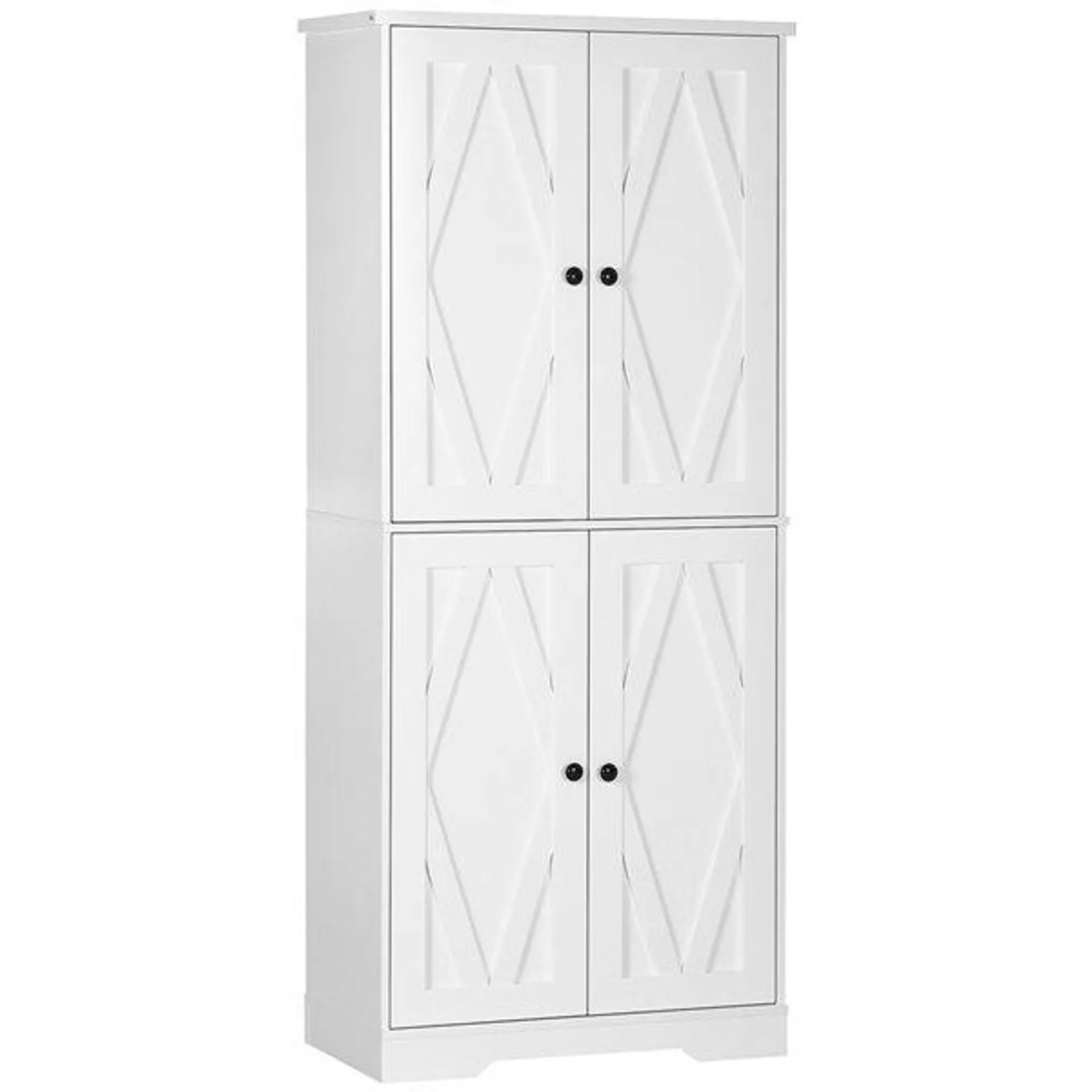 Armoire de rangement 4 portes HOMCOM 30 l. x 15,6 p. x 70,9 po h. style campagnard composite blanc