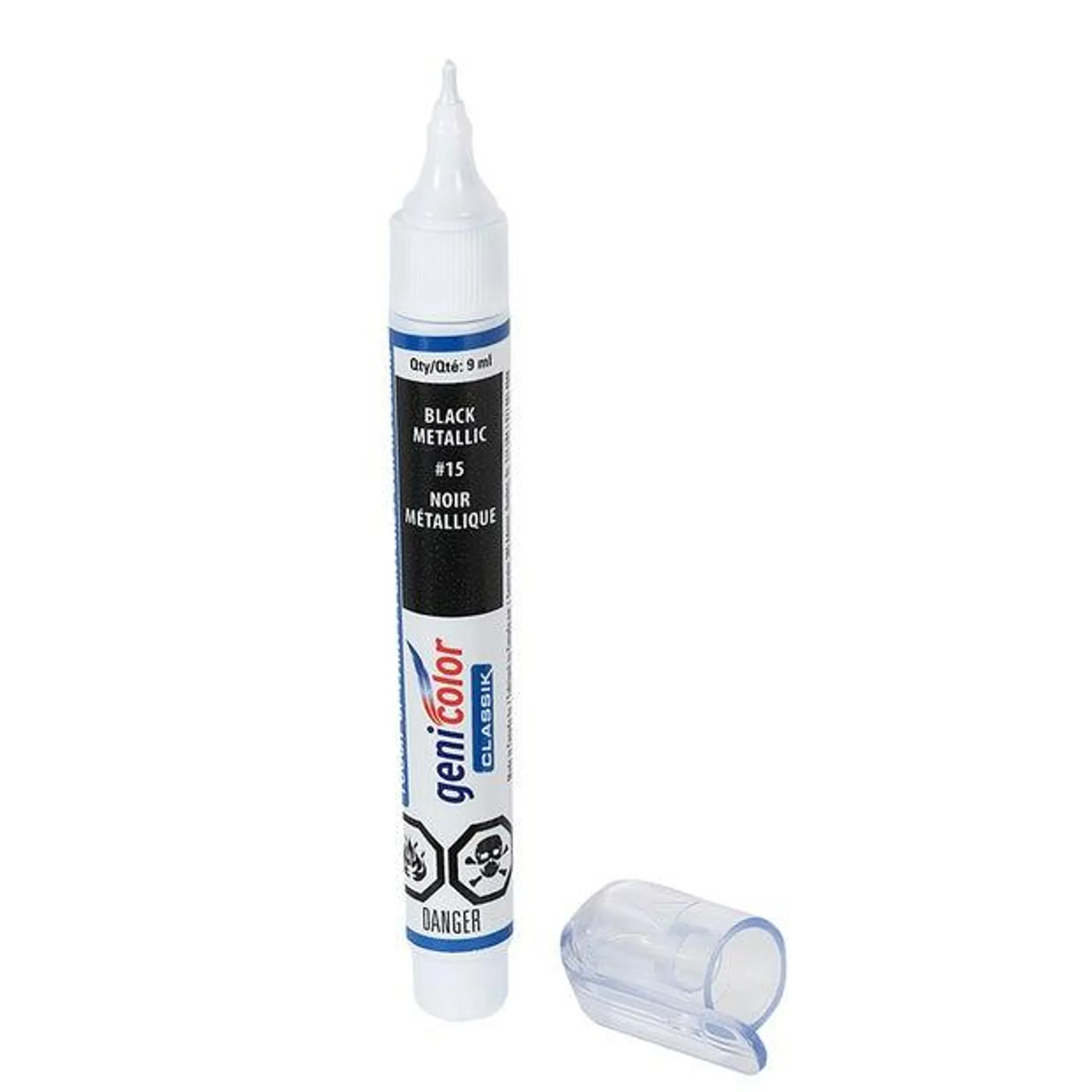 Stylo de retouches pour automobiles Genicolor 9 ml Noir métallique #15