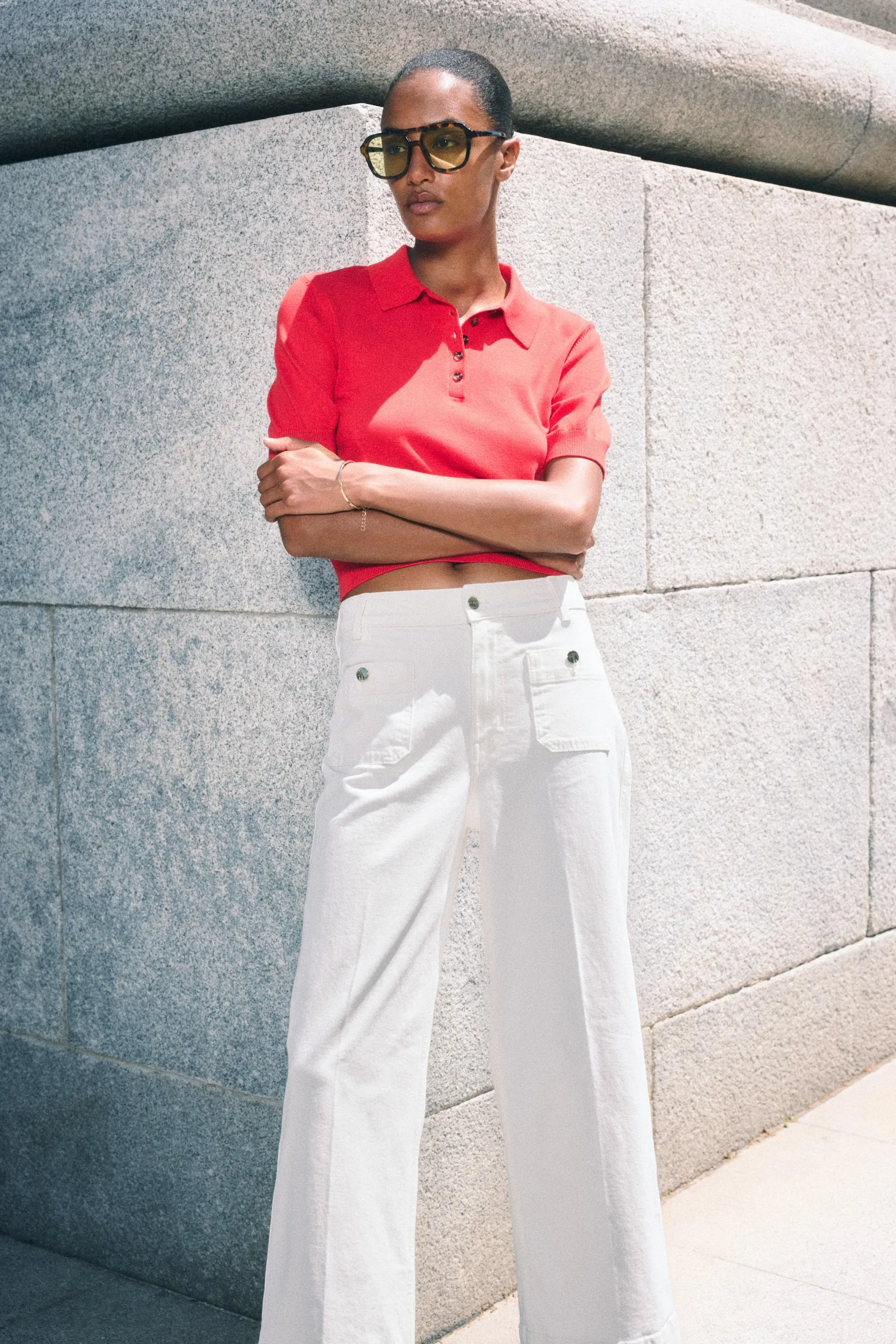 Jean ample taille haute à la cheville