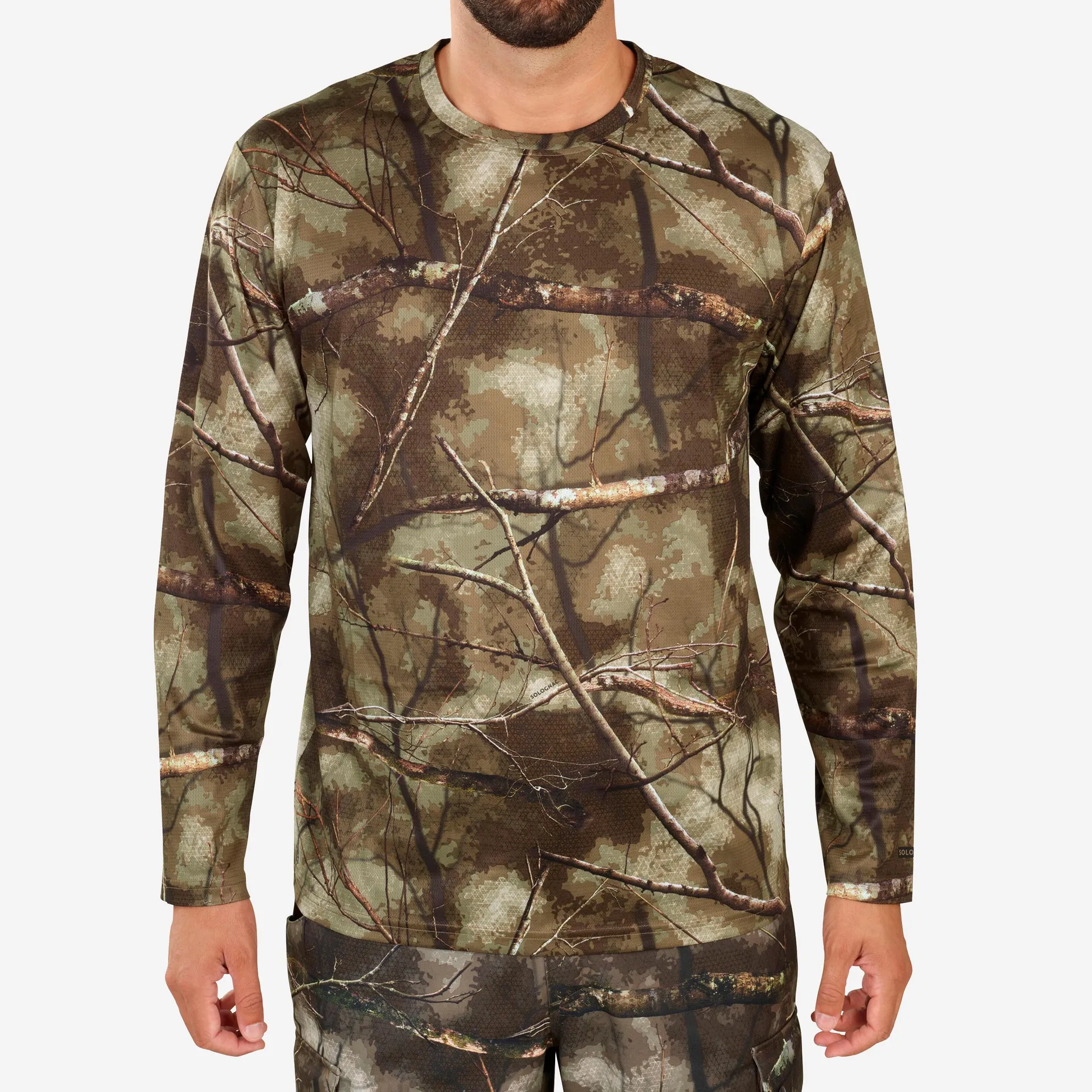 T-Shirt de chasse manches longues respirant - 100 Treemetic camouflage