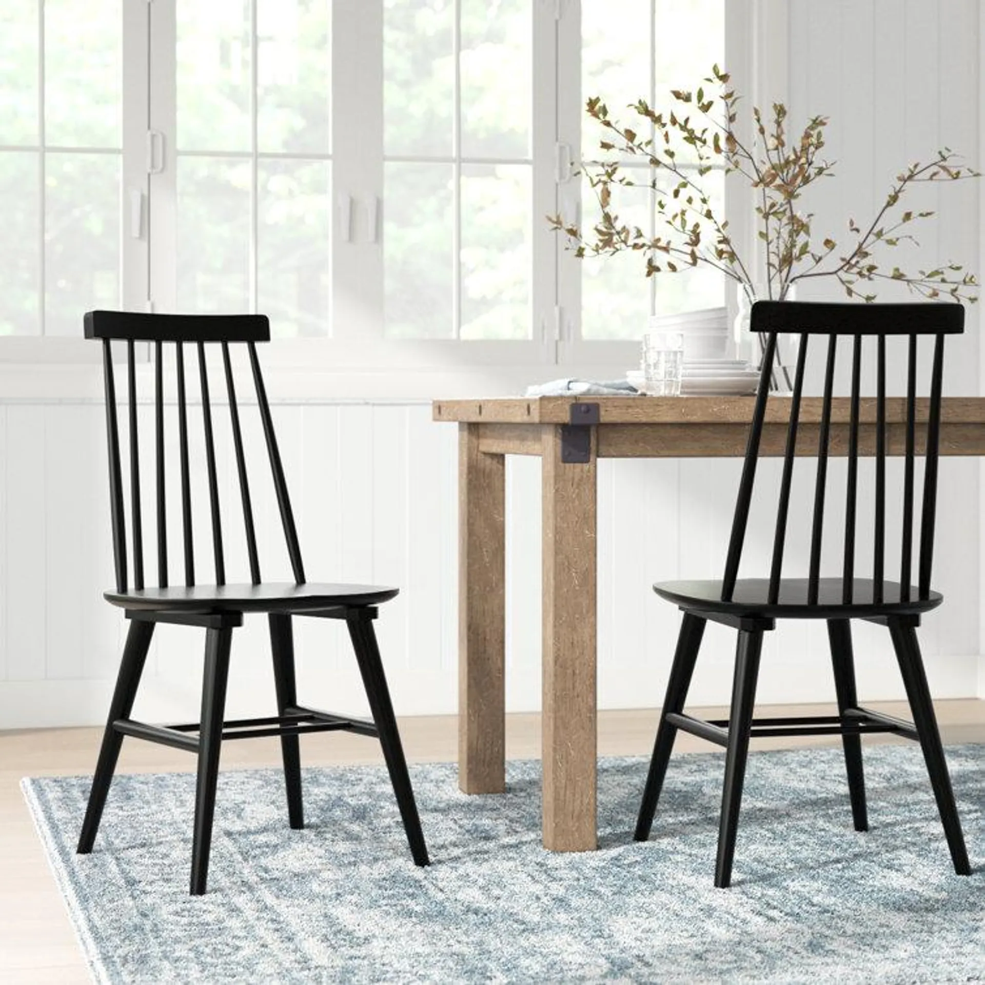 Alvie 17" Wide Modern Farmhouse High Back Solid Wood Dining Side Chair