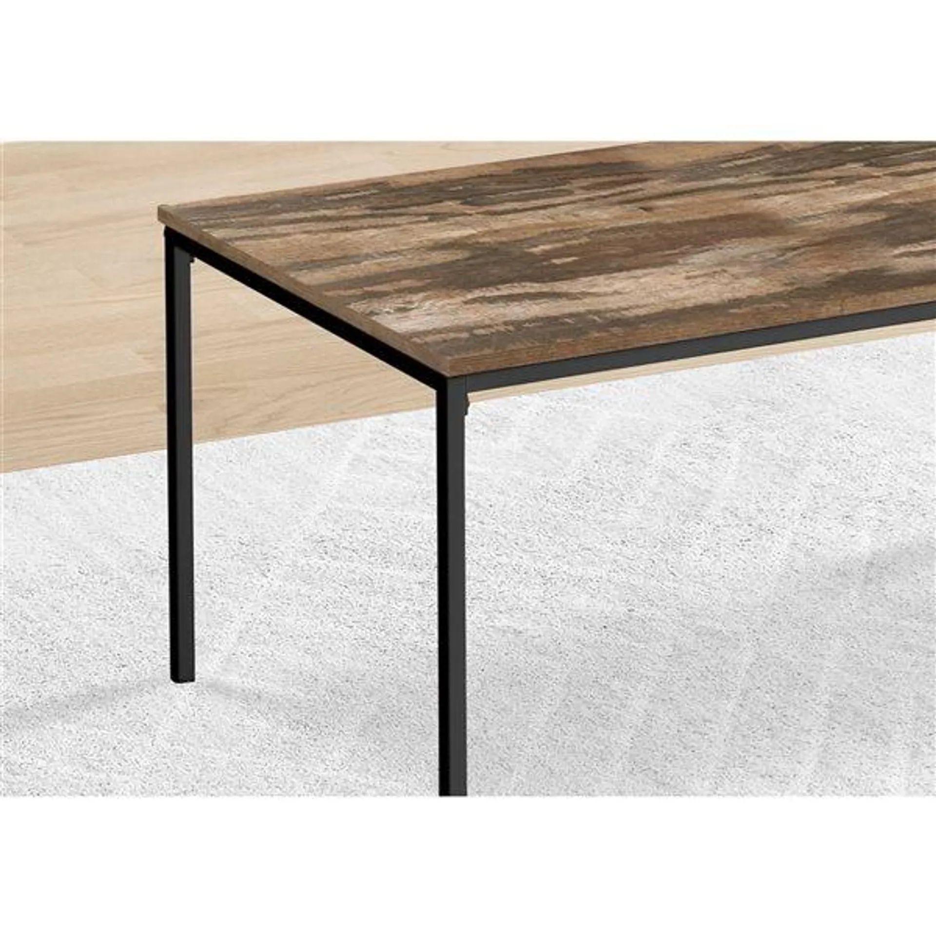 Ensemble 3 pièces de table basse et table d'appoint Monarch Specialties contemporaines en stratifié recyclé brun avec cadr…