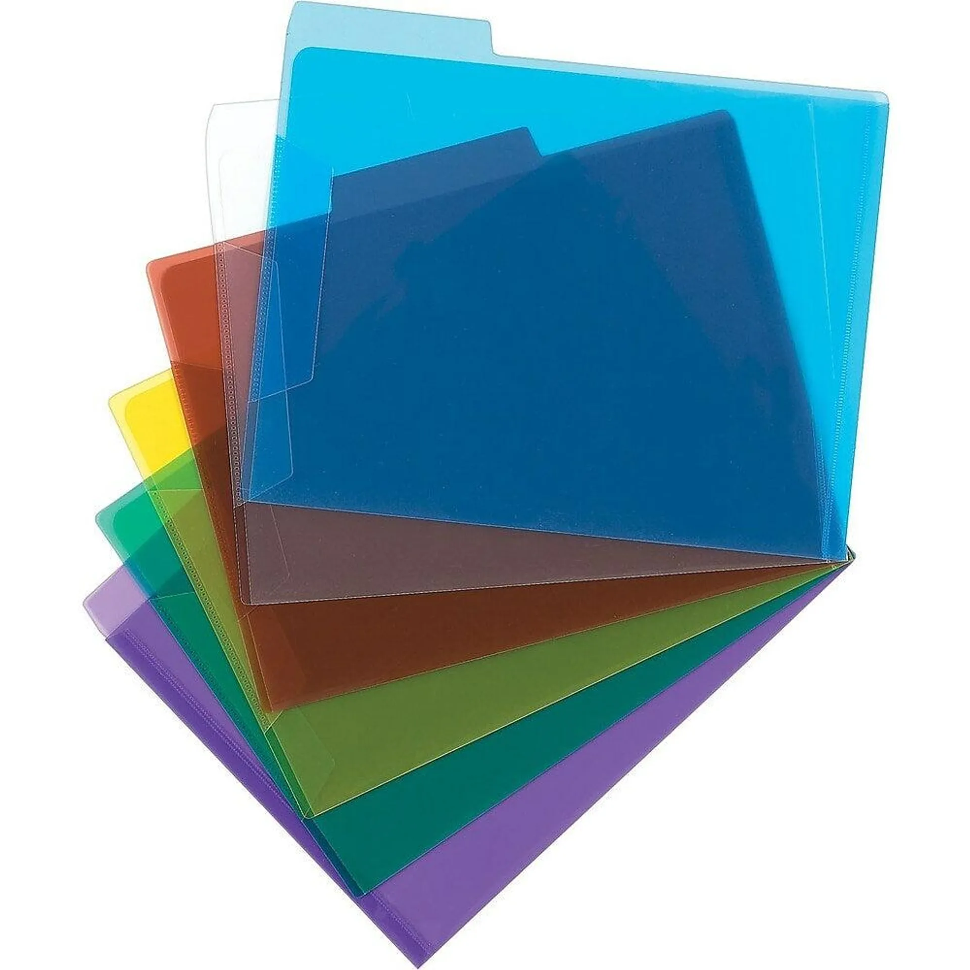 Staples Chemises de classement transparentes en poly, format lettre, 8 1/2 po x 11 po, couleurs variées