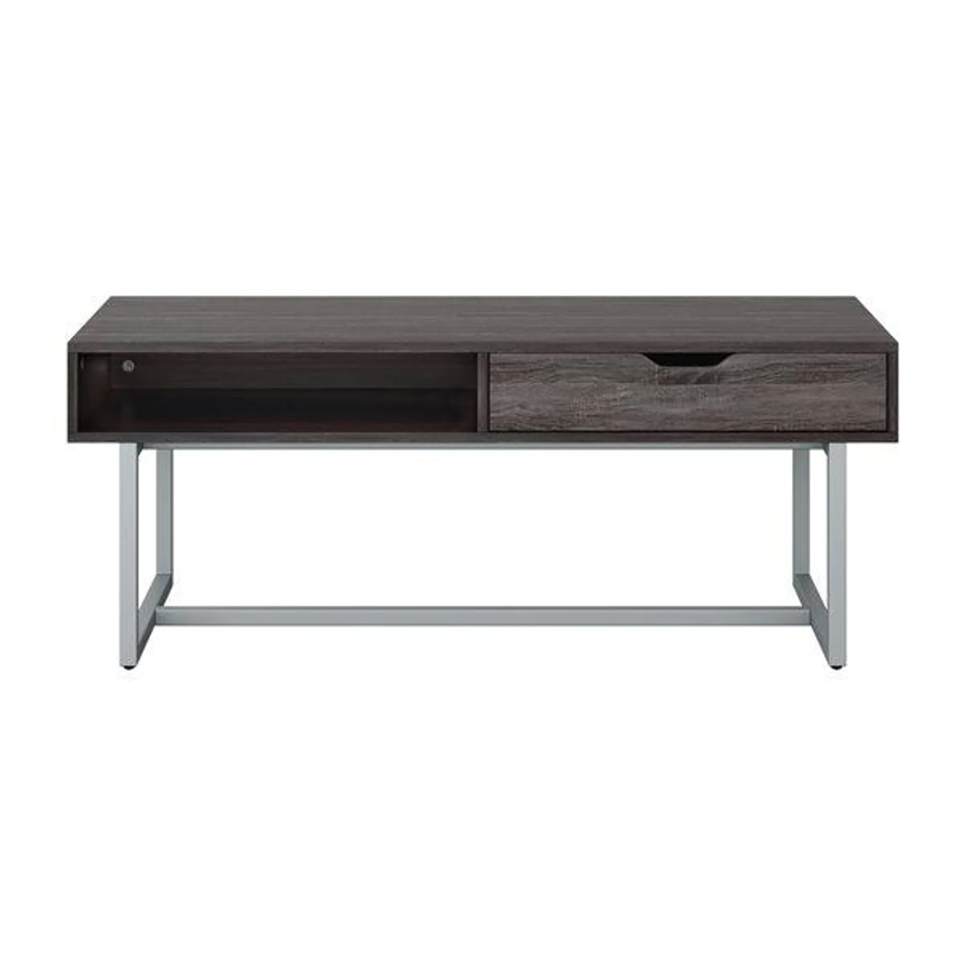 Table basse moderne à un tiroir CorLiving avec pattes en métal, 47,25 po, gris