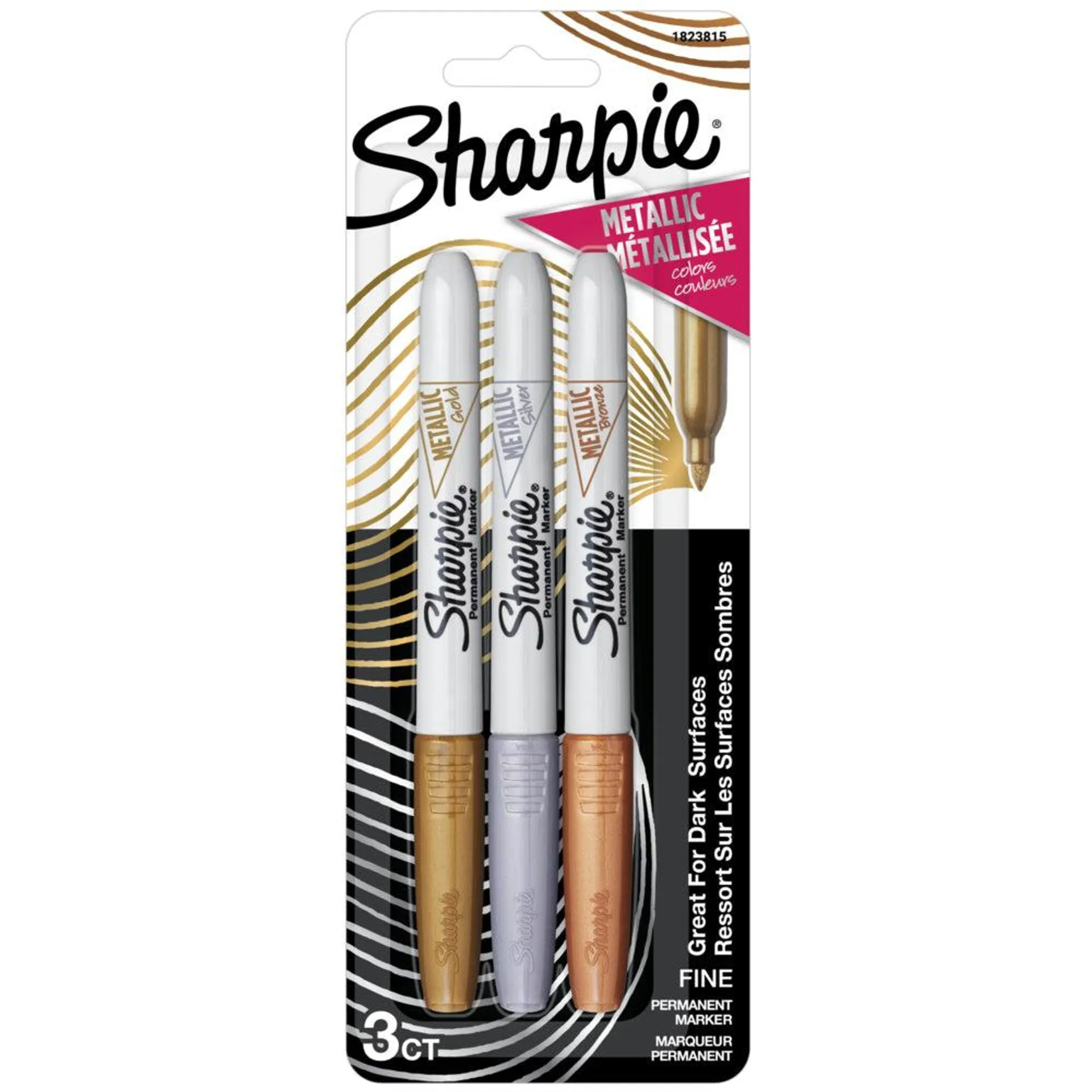 Sharpie - Marqueurs métalliques, permanents, couleurs variées, paq./3