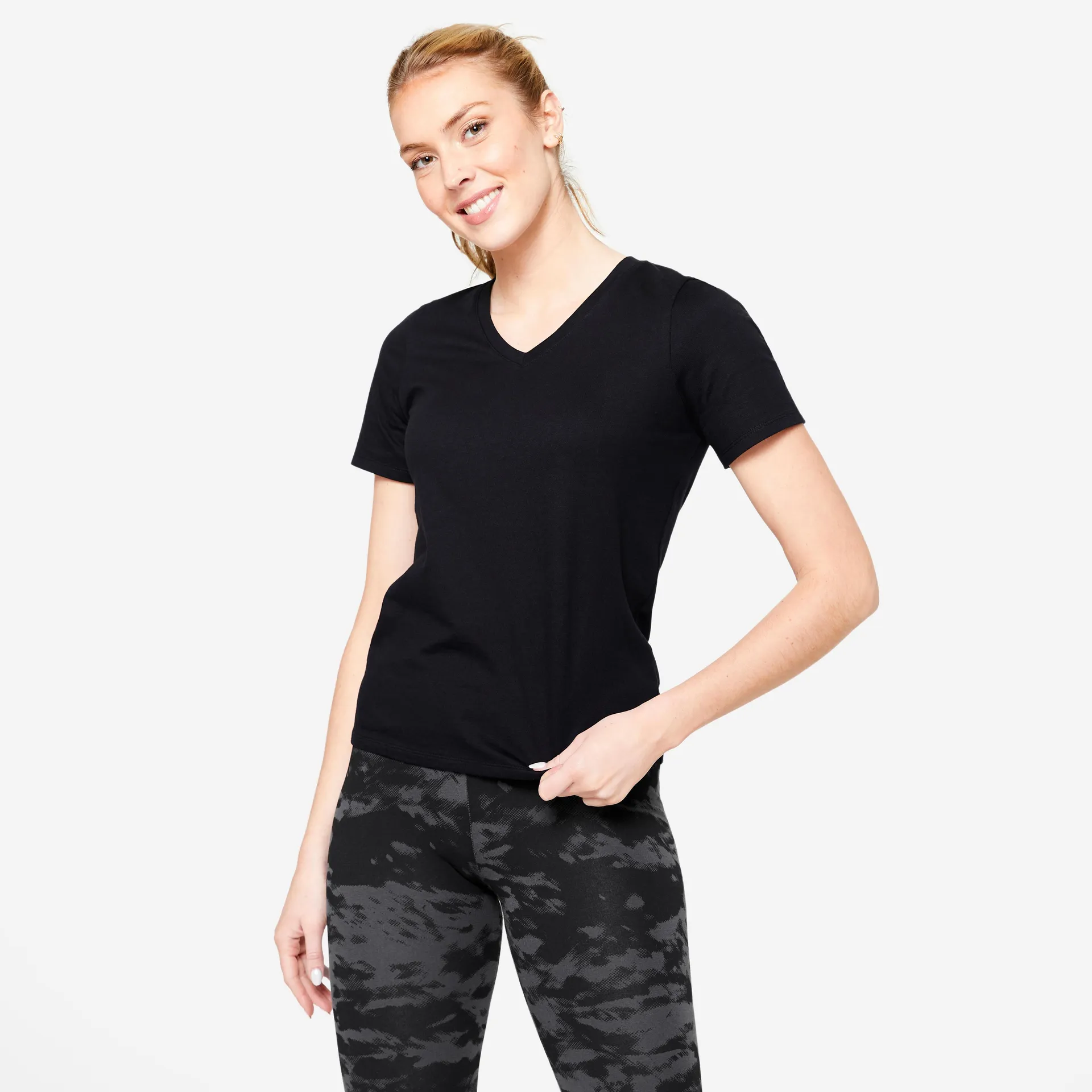 T-shirt à col en V femme – 500