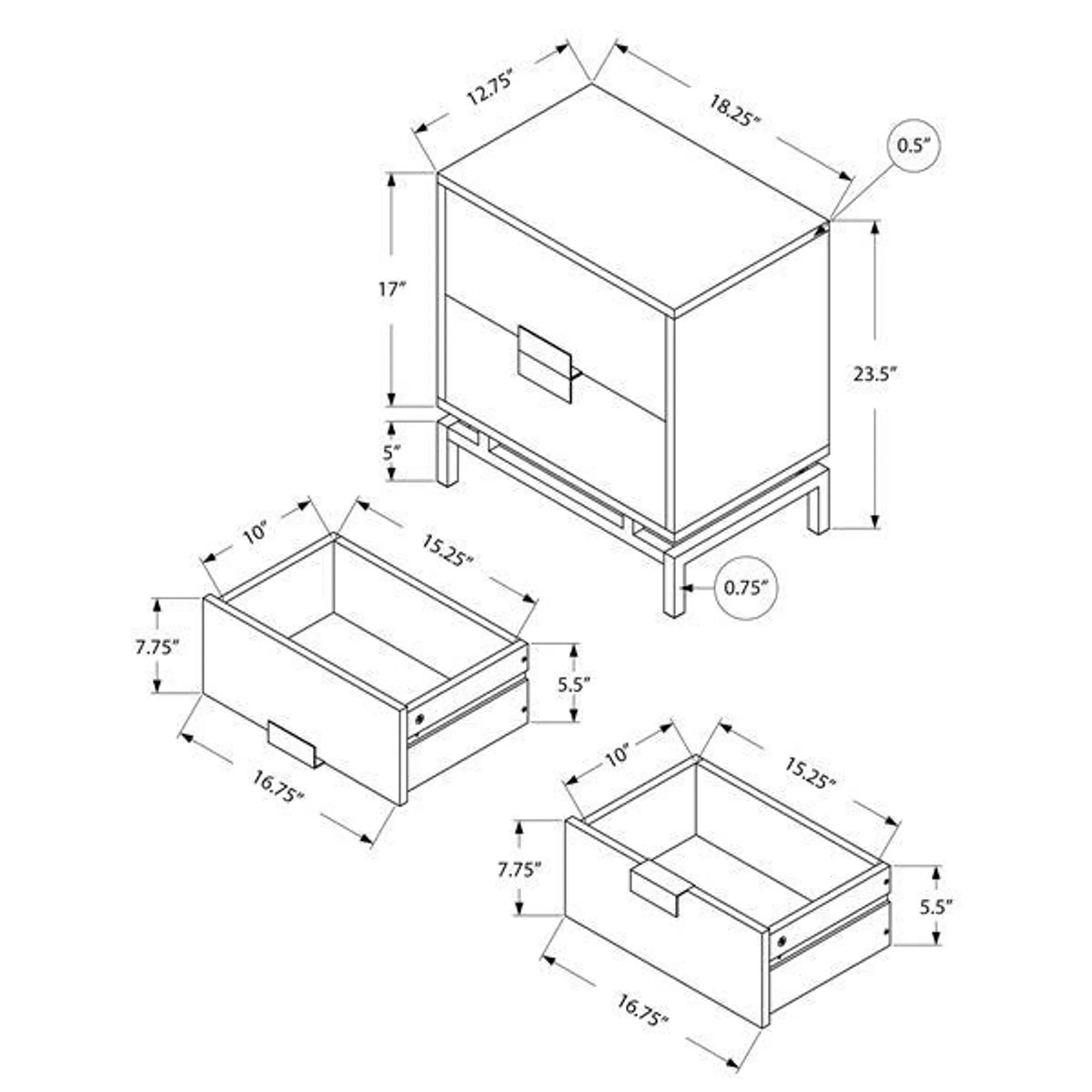 Table d'appoint, 23,5 po, composite, beige