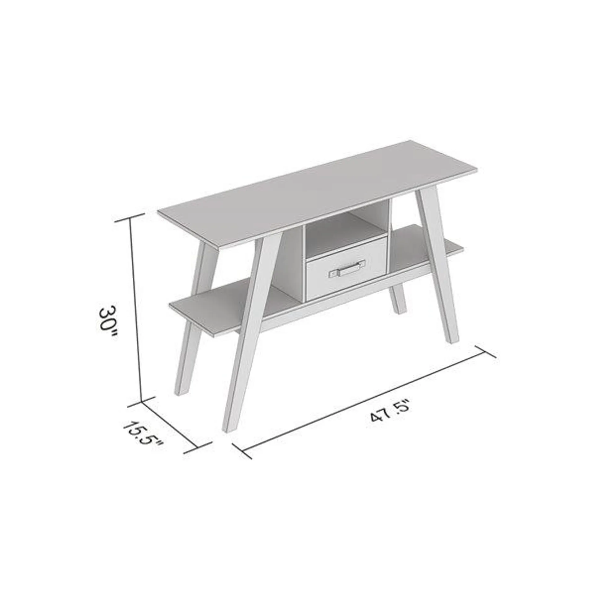 Table console Safdie & Co., 3 tablettes et 1 tiroir, 30 po x 47,5 po, bois brun récupéré