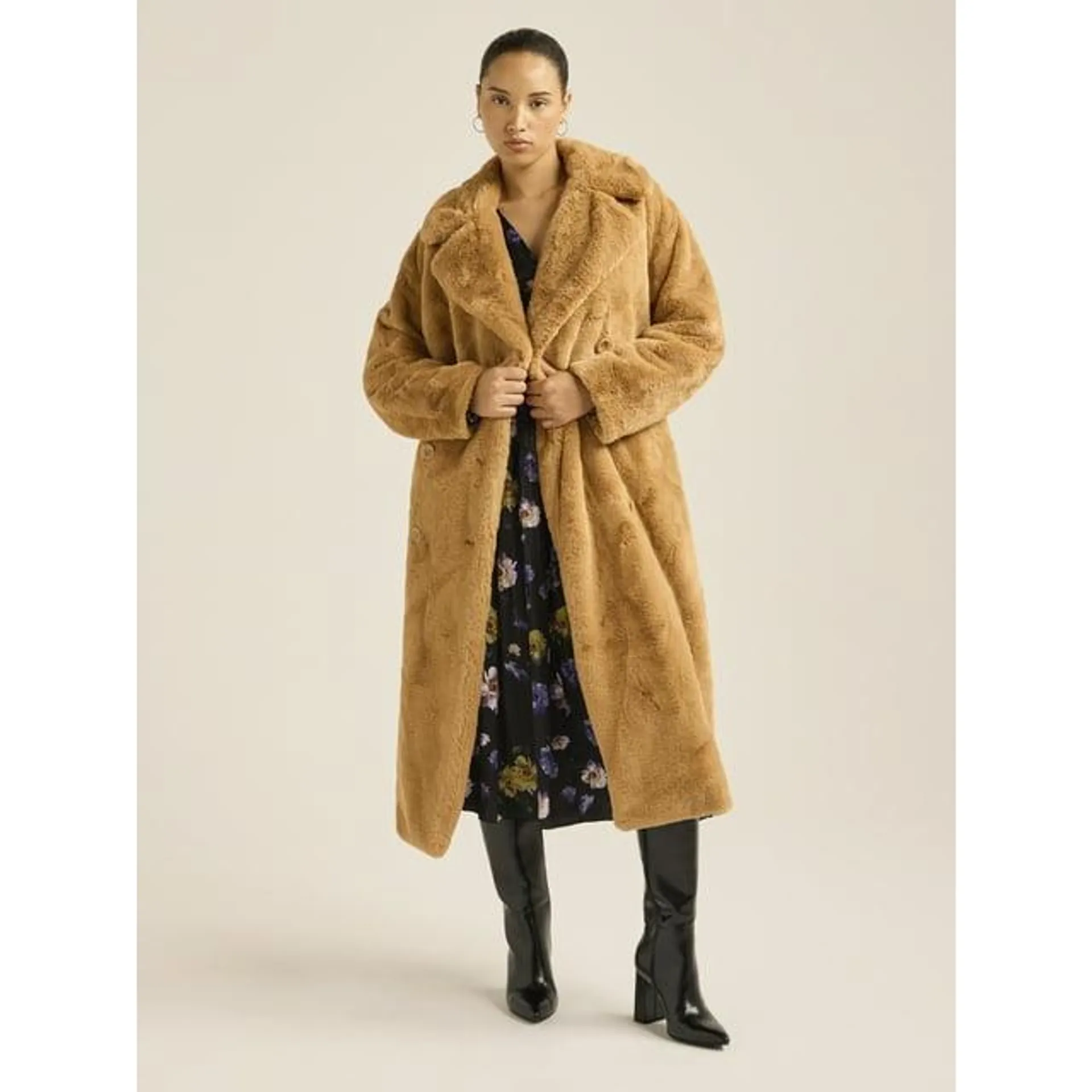 Scoop Women's Faux Fur Oversized Maxi Coat, Sizes XS-XXL