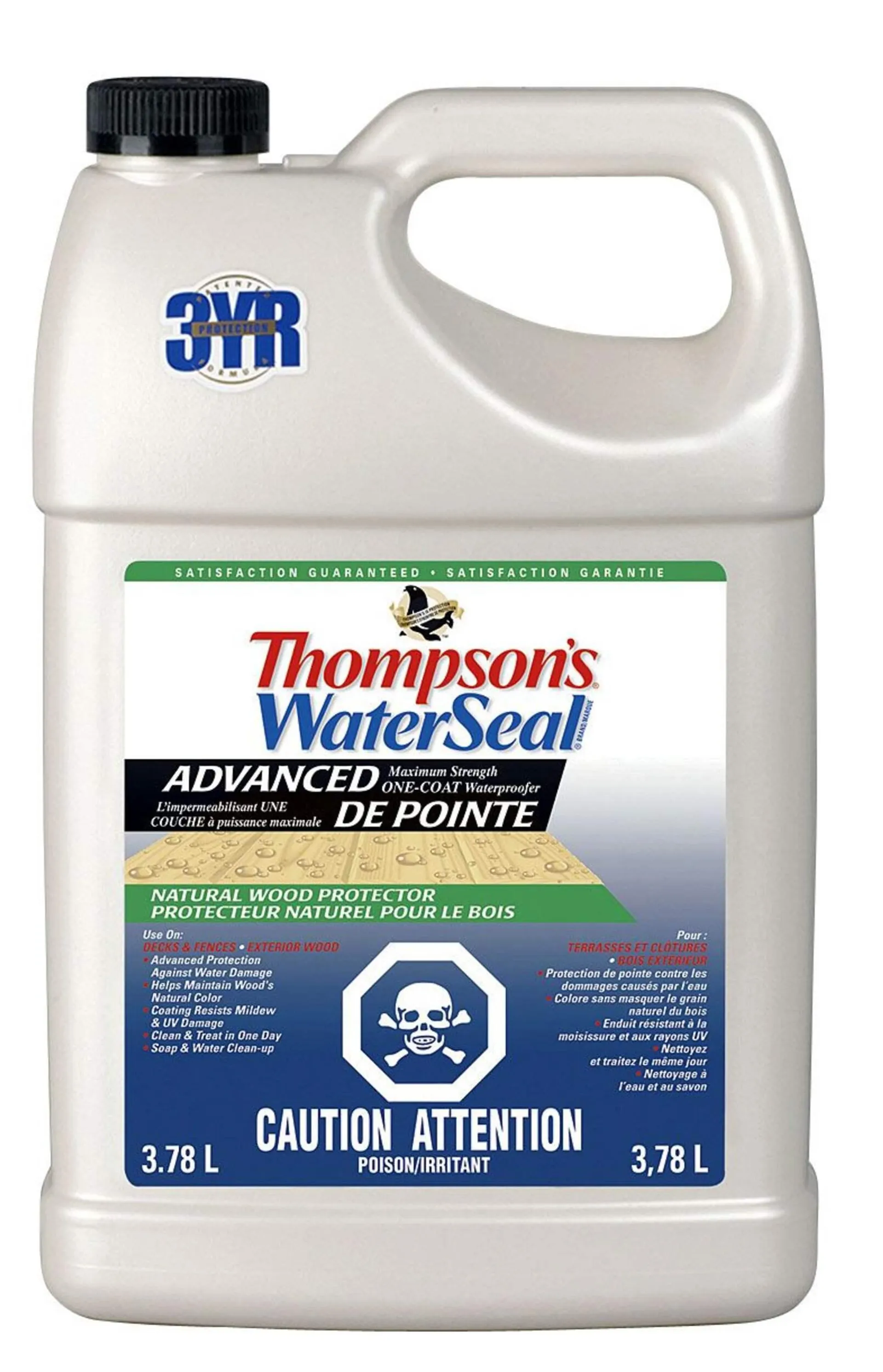 Protecteur imperméabilisant pour bois naturel avancé Thompson's, transparent, 3,78 L