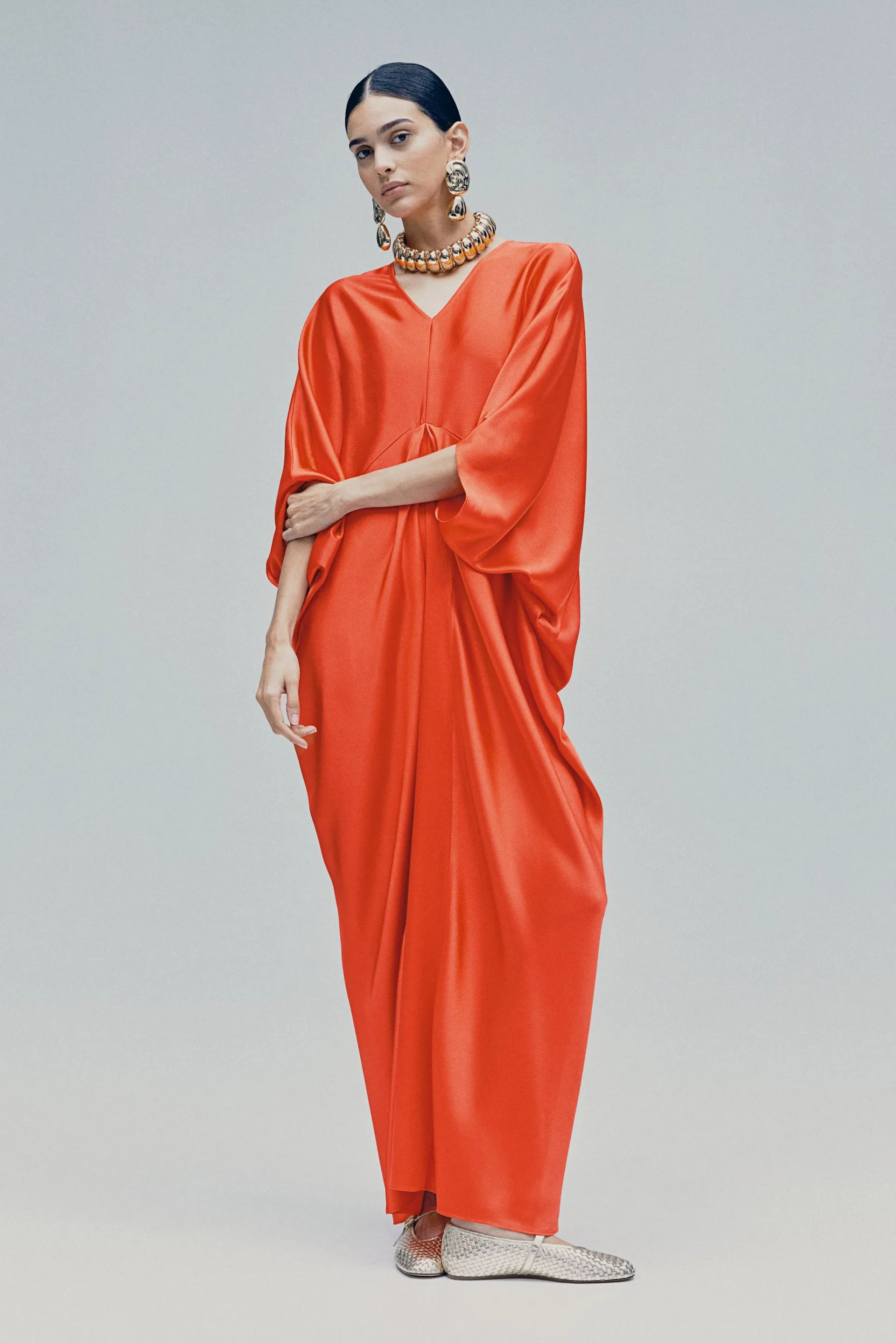 Robe caftan en satin