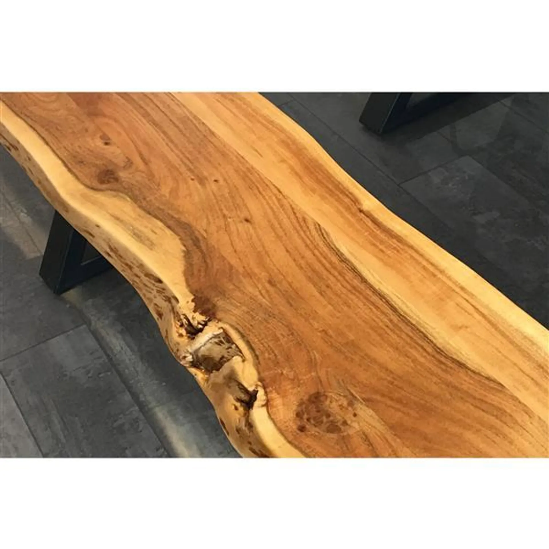 Banc en bois d'Acacia avec piètement en X, 67 po