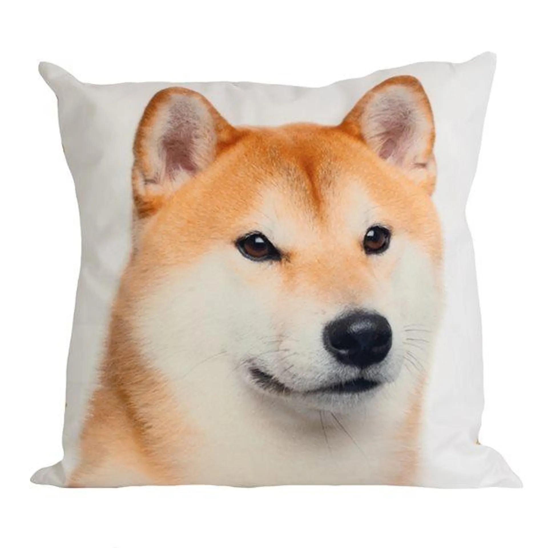 Coussin décoratif carré de 18 po x 18 po Shiba Inu par Gouchee Home, beige