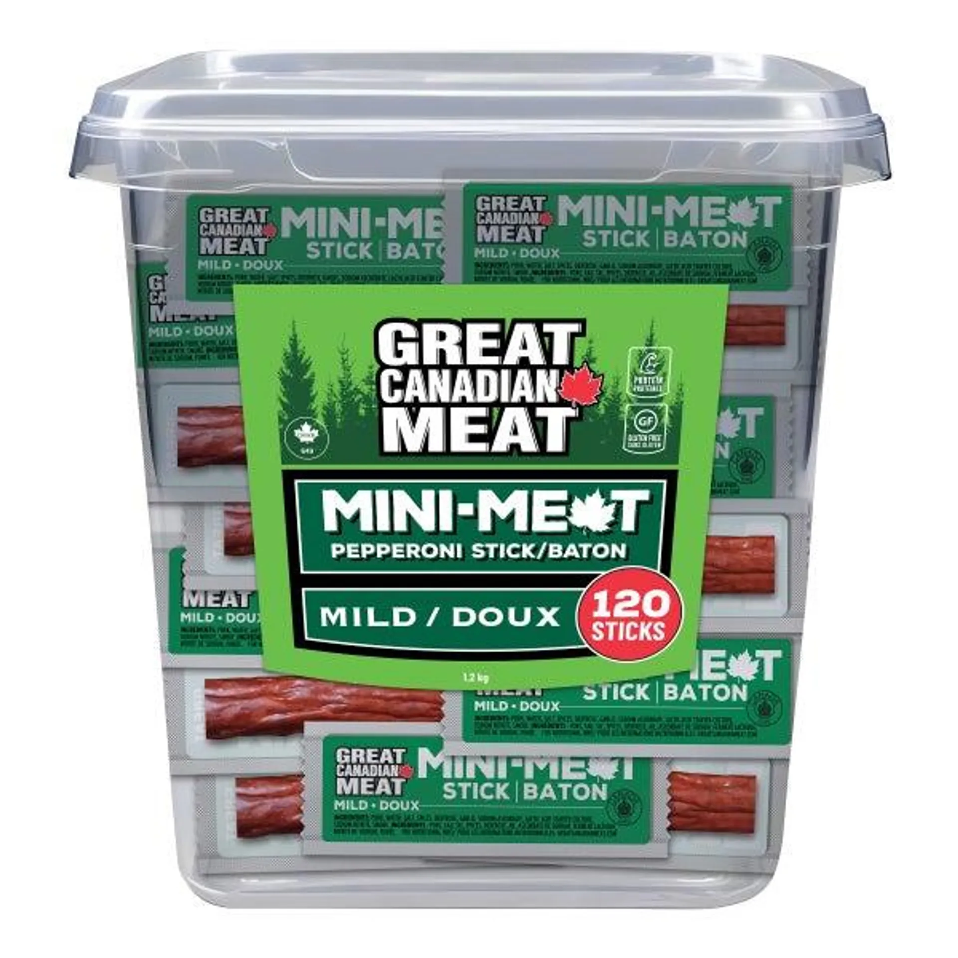 Great Canadian Meat Mild Mini Meat Pepperoni Sticks, 120 × 10 g