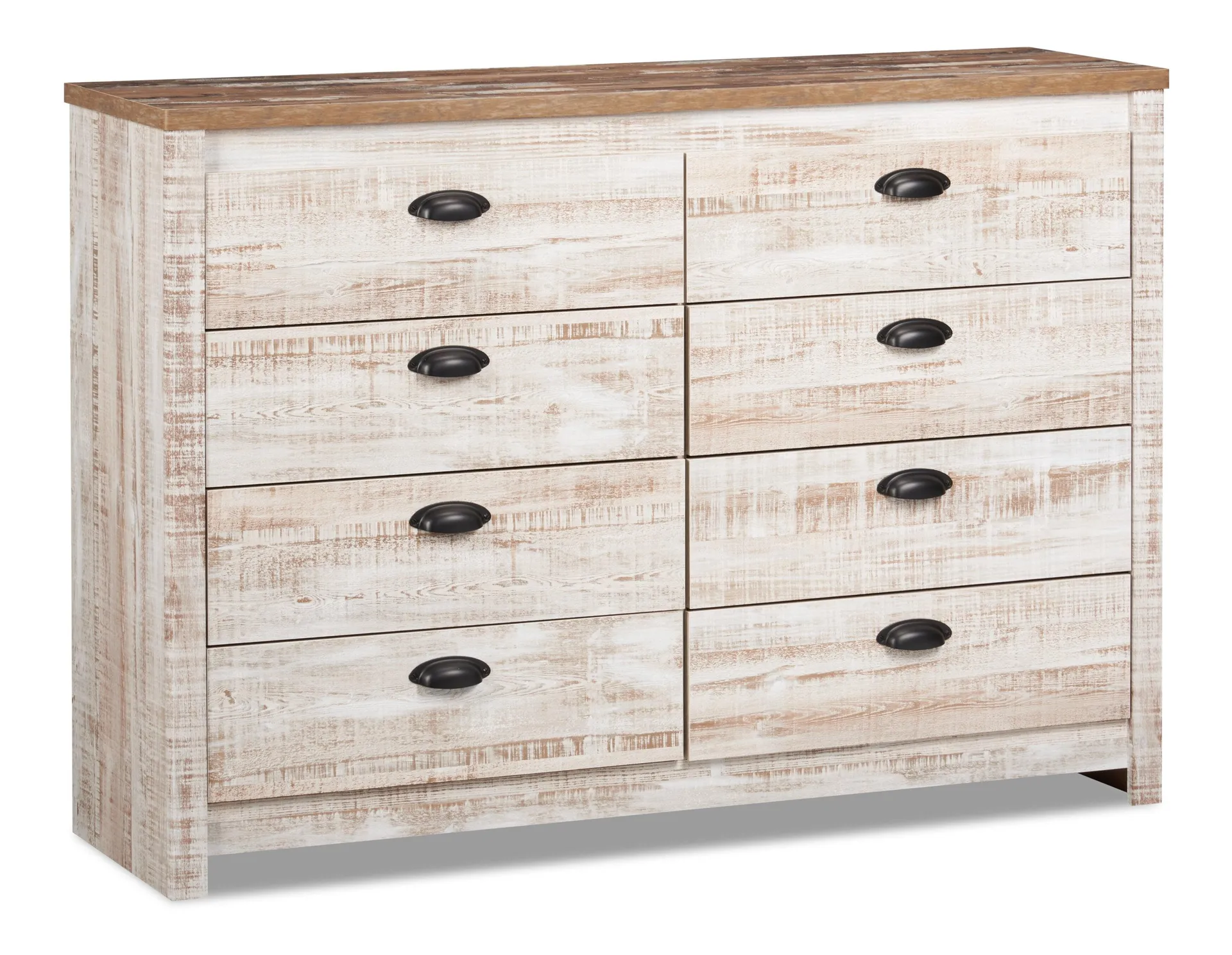 Commode Kaia de 54,06 po (L) x 37,7 po (H) à 8 tiroirs pour la chambre à coucher, fabriquée au Canada - blanchie