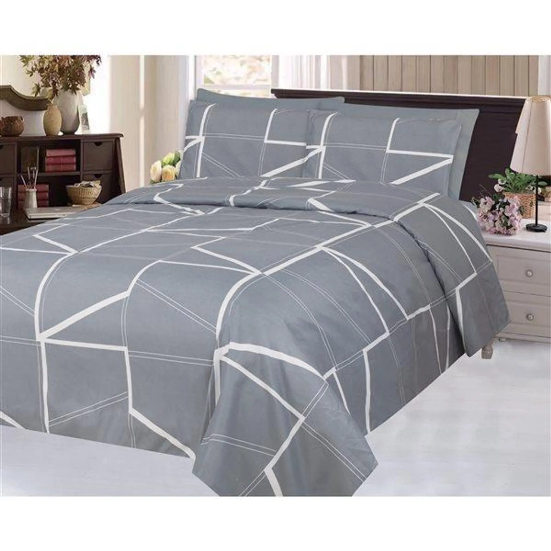 Ensemble de housse de couette Marina Decoration gris par pour grand lit, 3 mcx